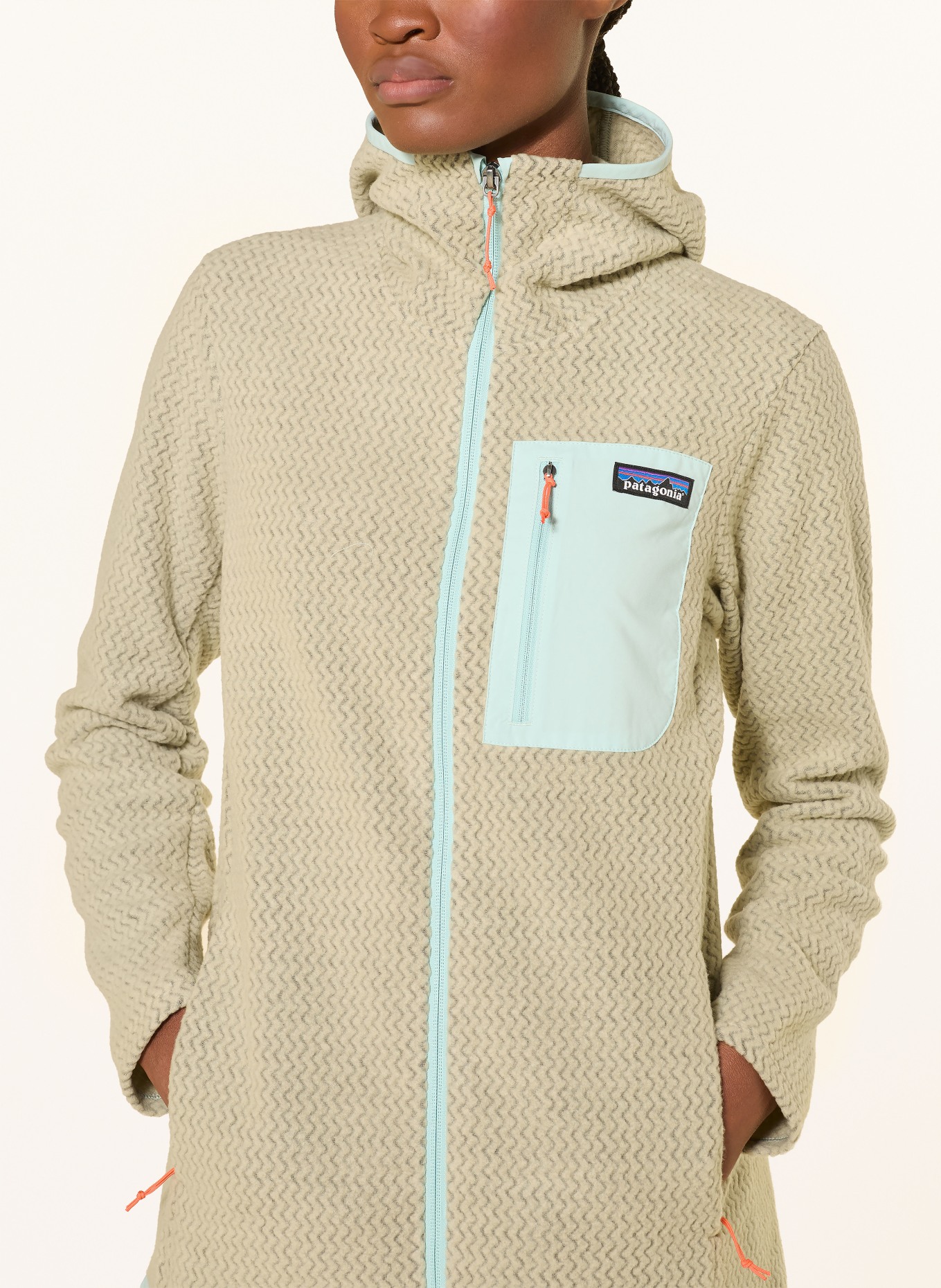 patagonia Fleecová bunda R1® AIR: SVĚTLE ZELENÁ