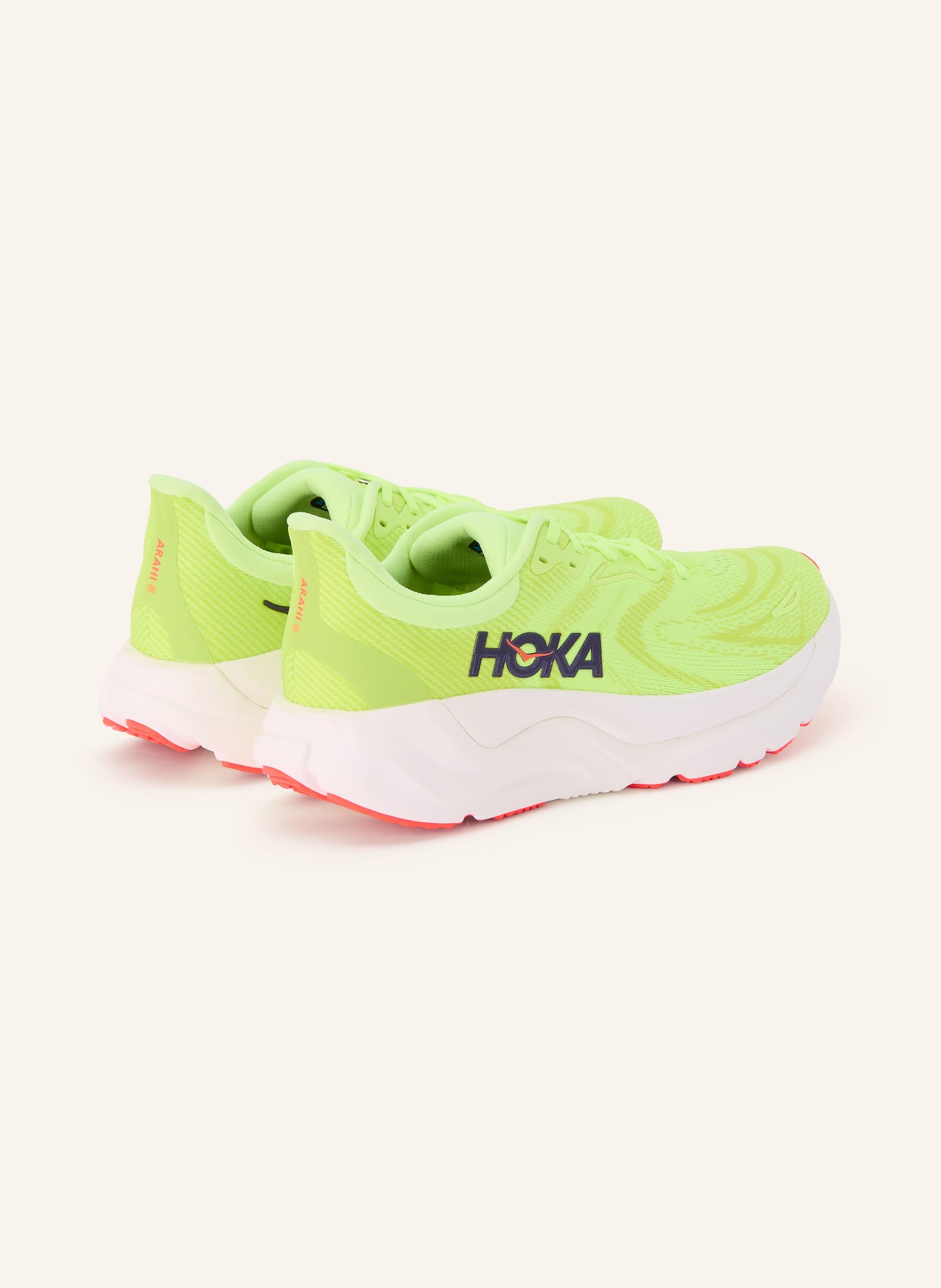 HOKA ARAHI 8 running shoes: NEON GREEN / NEON RED / BLACK