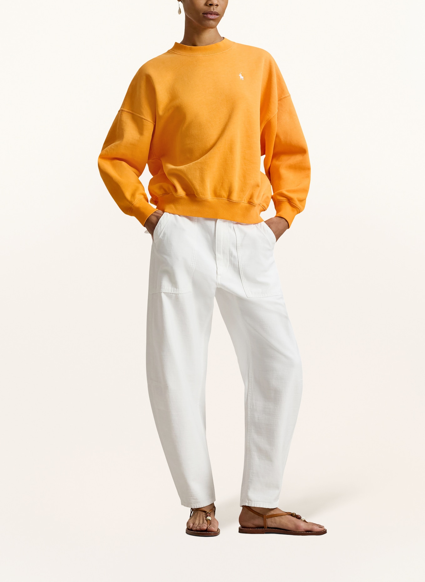 POLO RALPH LAUREN Sweatshirt: ORANGE / CREME