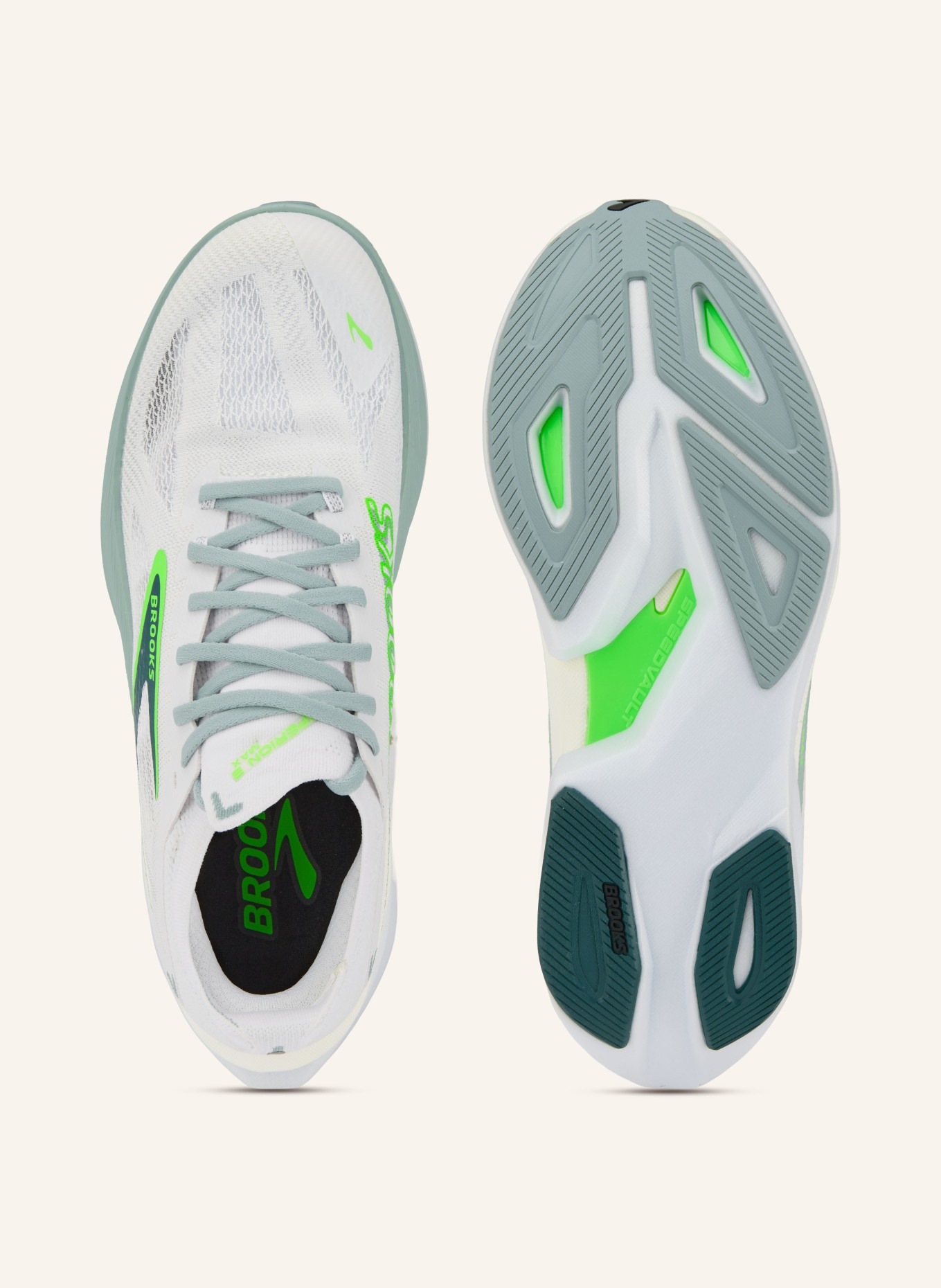 BROOKS HYPERION MAX 3 running shoes: WHITE / NEON GREEN / TEAL