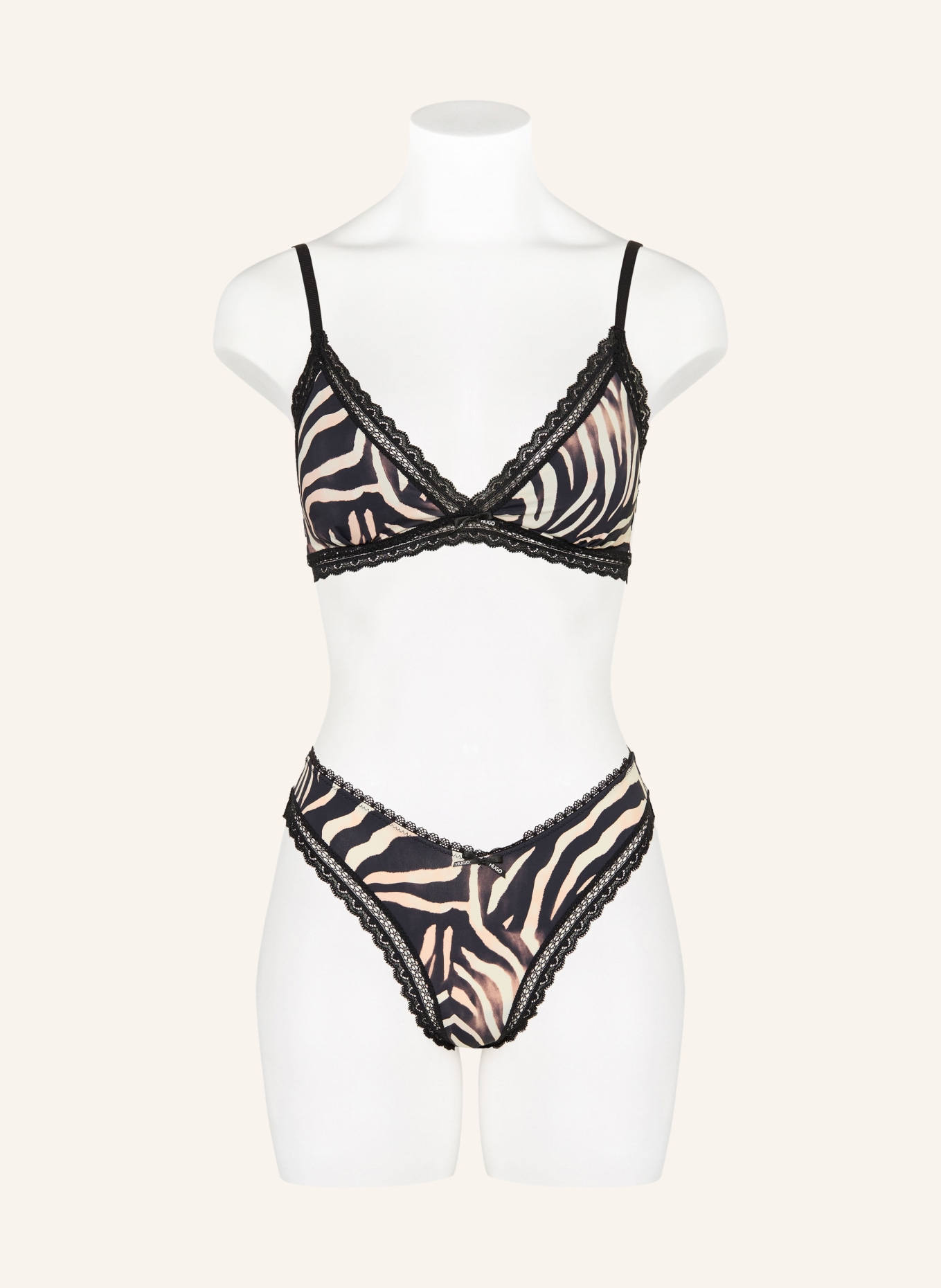 HUGO Trojúhelníková podprsenka: ČERNÁ / KRÉMOVÁ