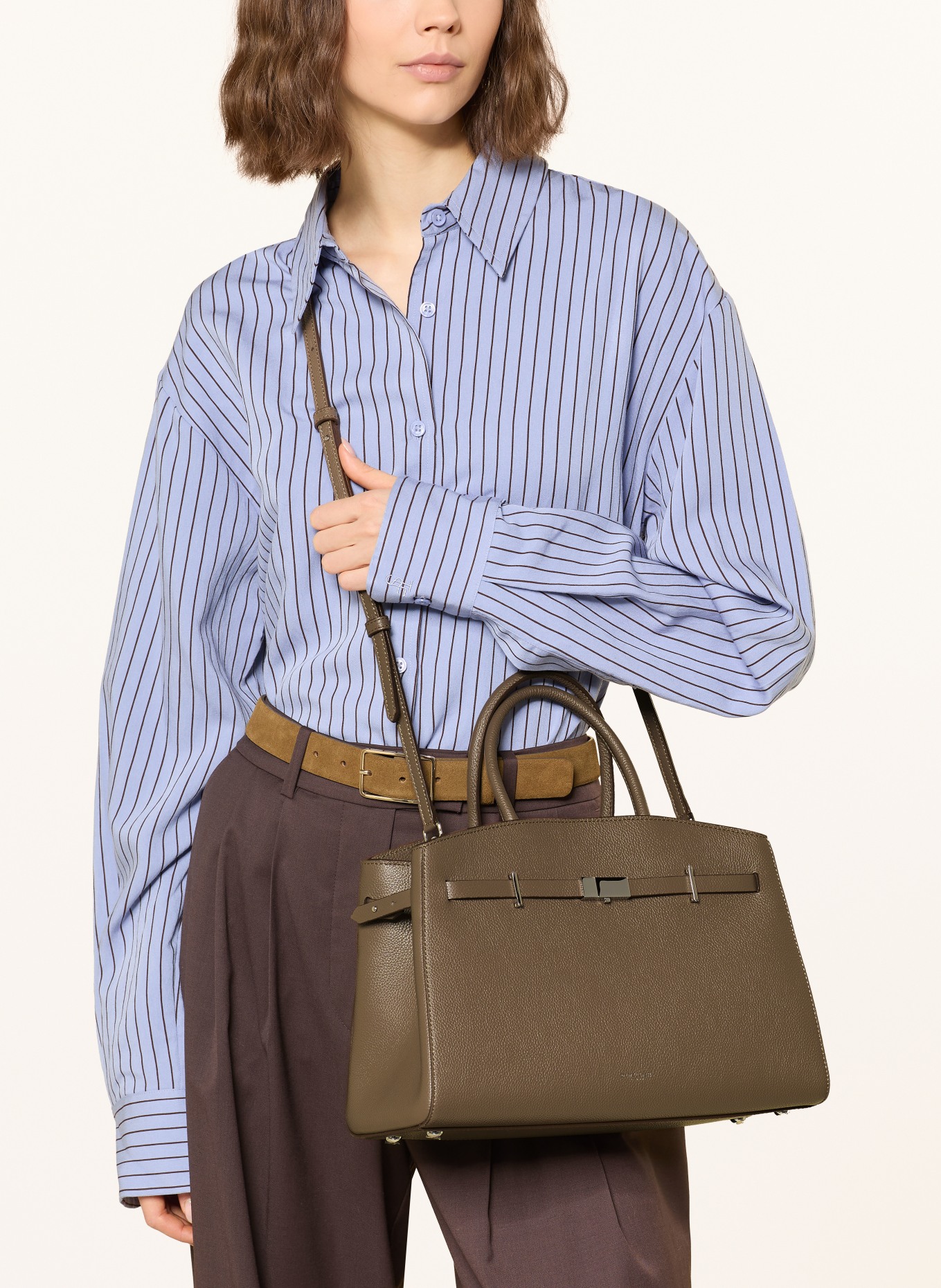 DEMELLIER HUDSON handbag: TAUPE / SILVER