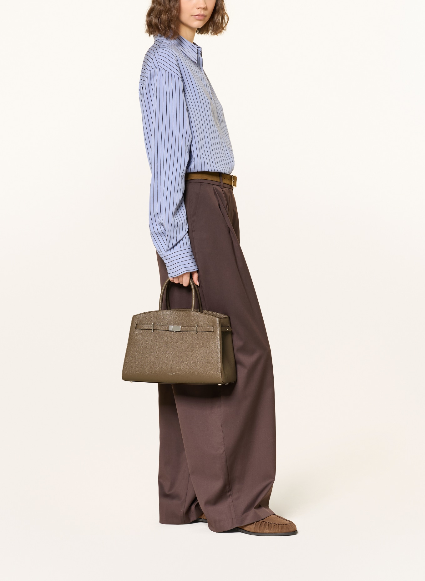 DEMELLIER HUDSON handbag: TAUPE / SILVER