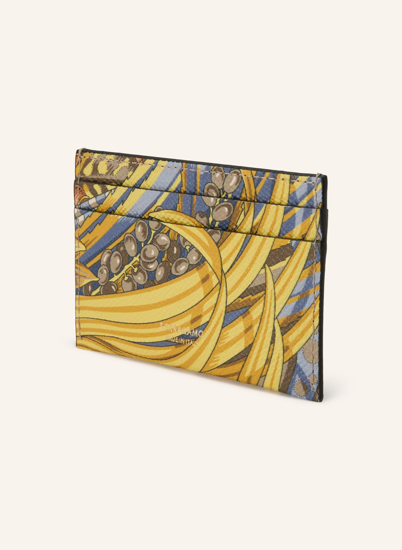 FERRAGAMO Kartenetui GANCINI: GELB / BEIGE / HELLBLAU