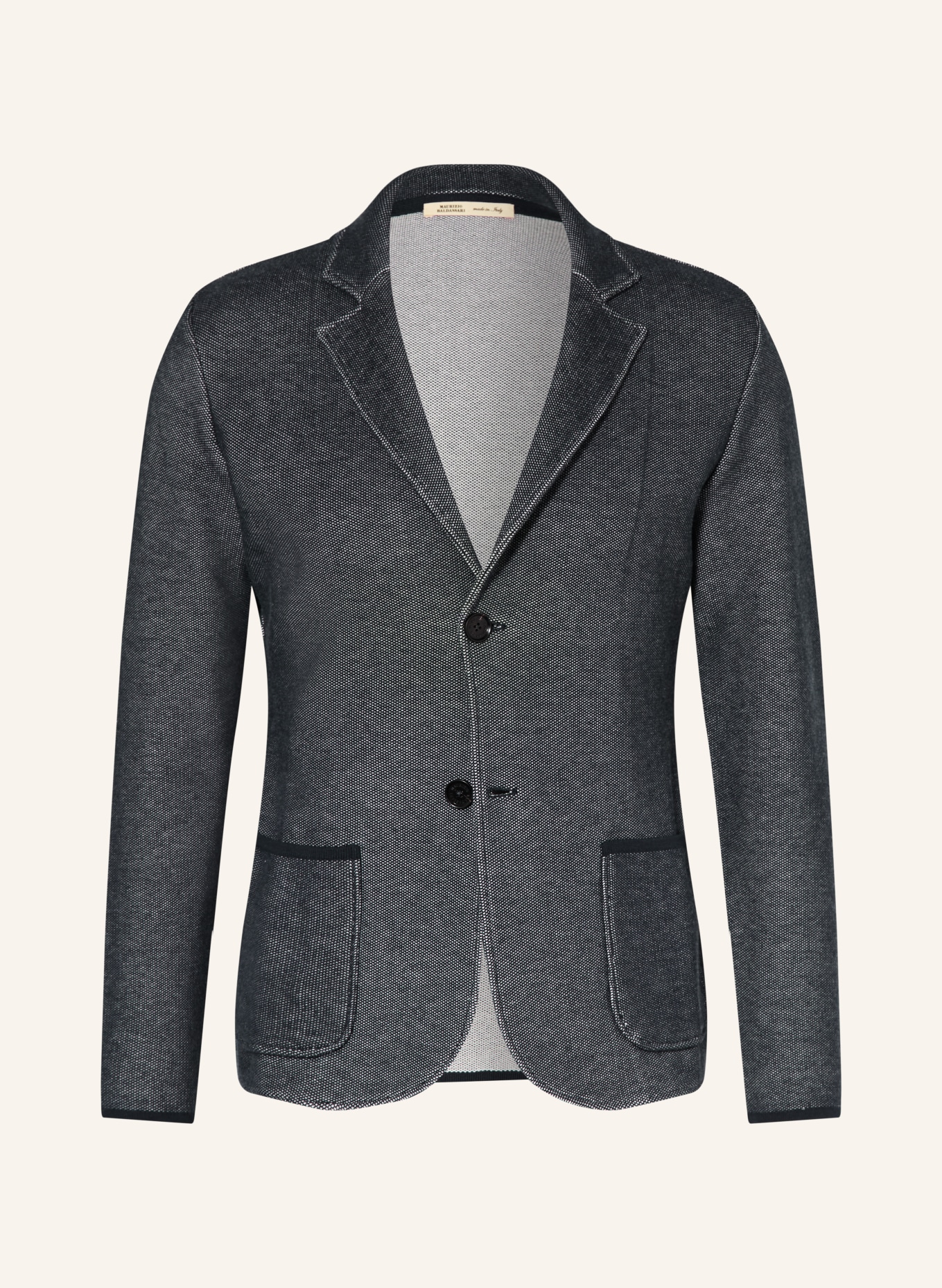 MAURIZIO BALDASSARI Knit blazer slim fit with silk: DARK BLUE / LIGHT GRAY