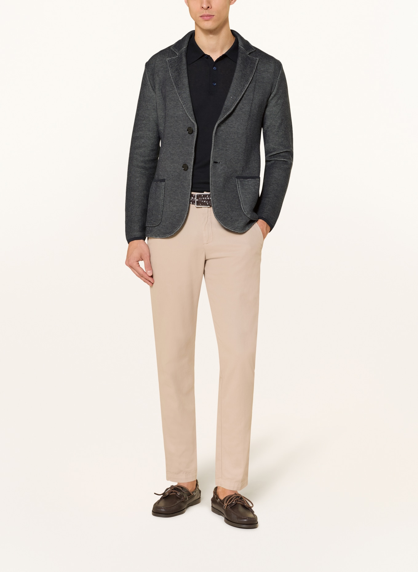 MAURIZIO BALDASSARI Knit blazer slim fit with silk: DARK BLUE / LIGHT GRAY