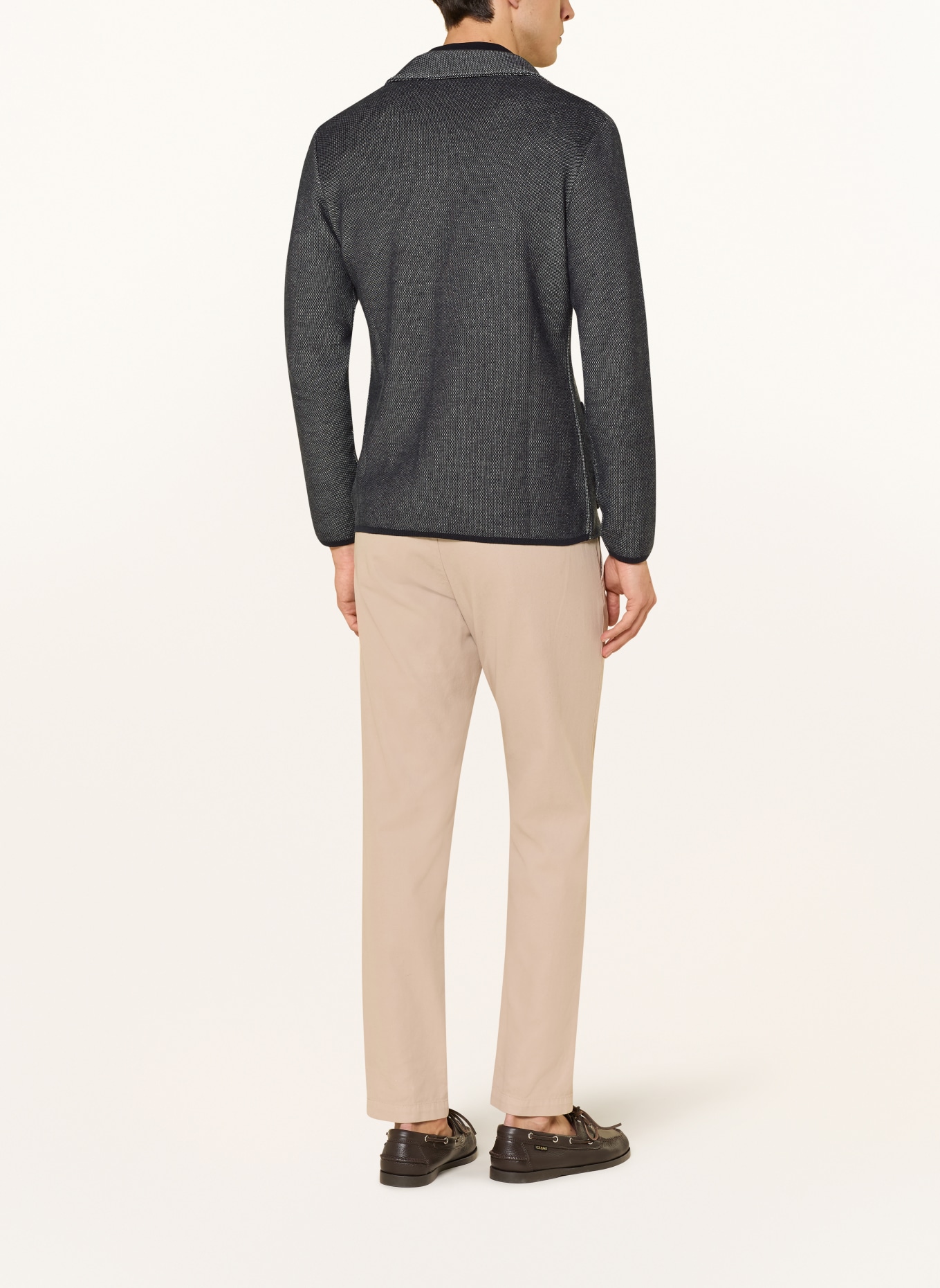 MAURIZIO BALDASSARI Knit blazer slim fit with silk: DARK BLUE / LIGHT GRAY