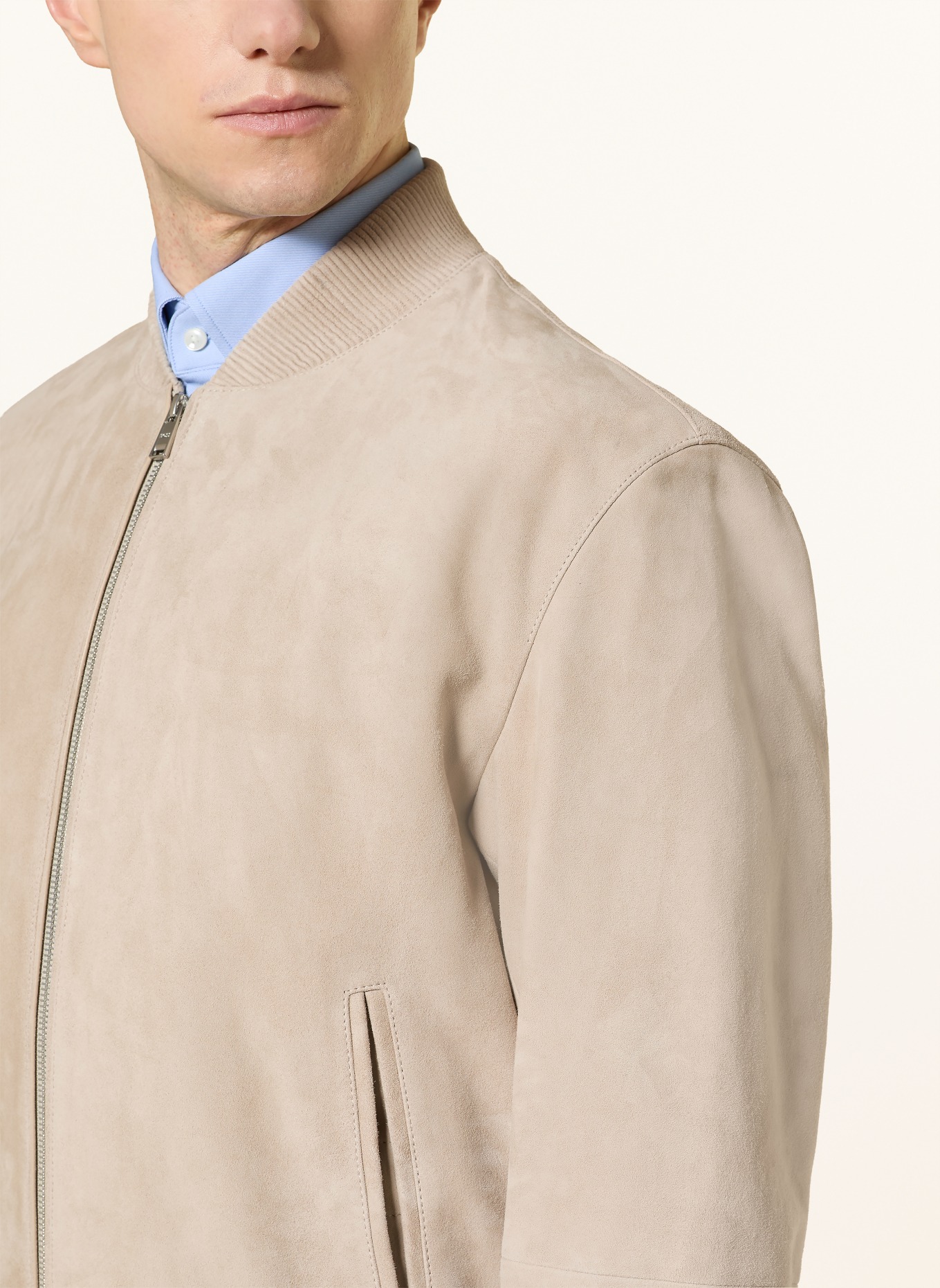 BOSS Skórzany bluzon MULLER: BEŻOWY