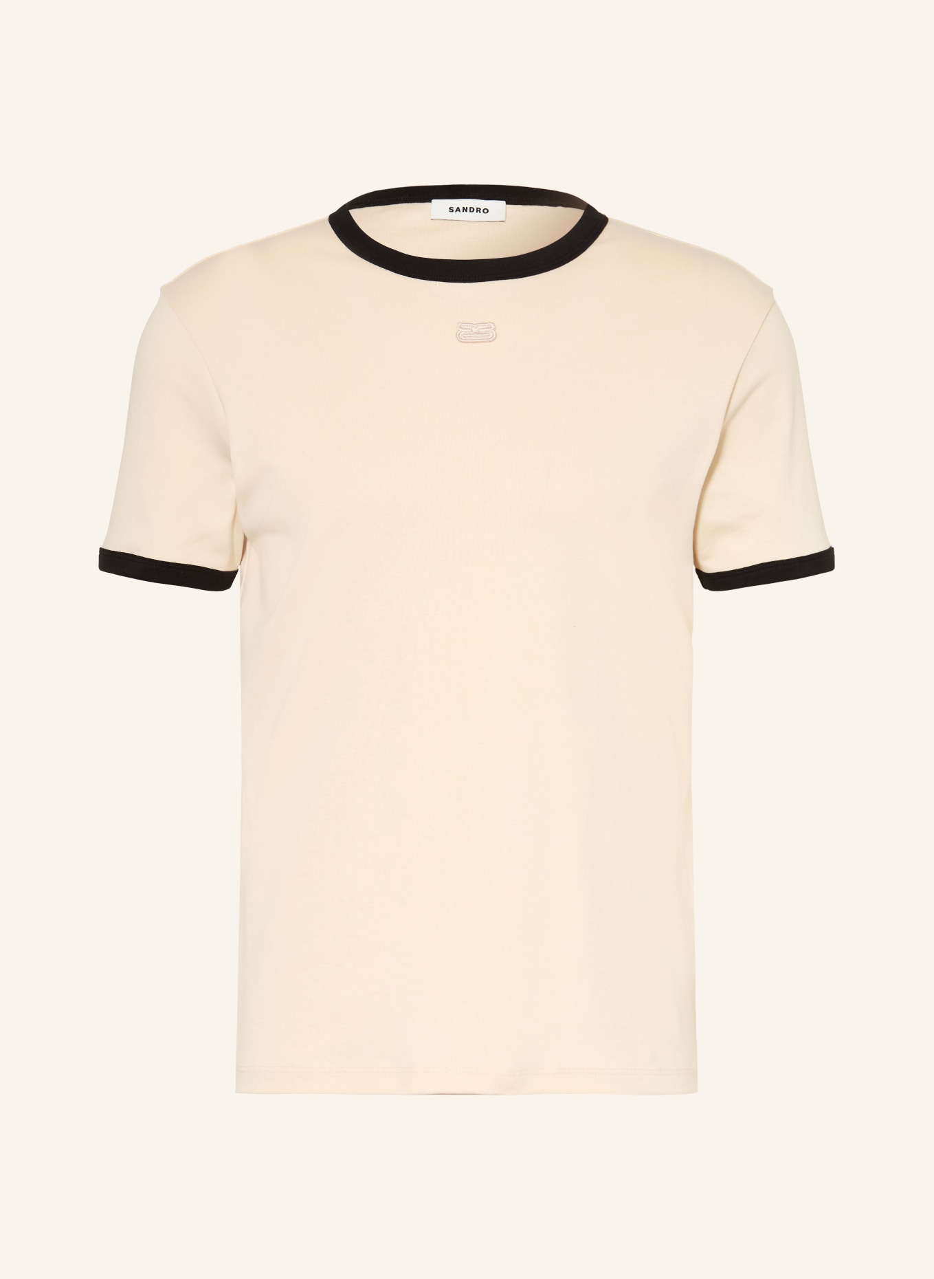 SANDRO T-Shirt: BEIGE / SCHWARZ