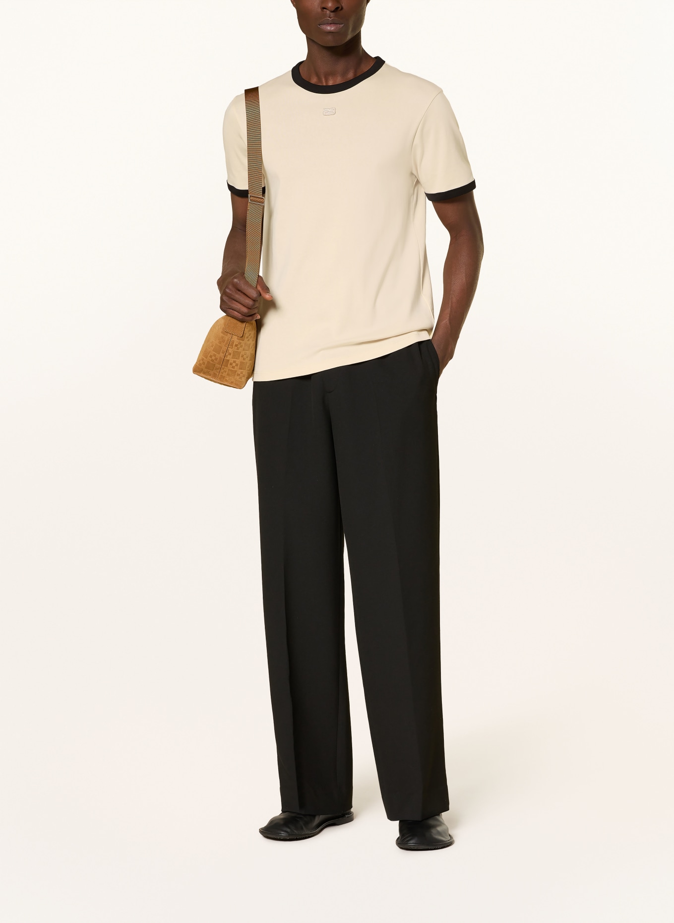 SANDRO T-Shirt: BEIGE / SCHWARZ