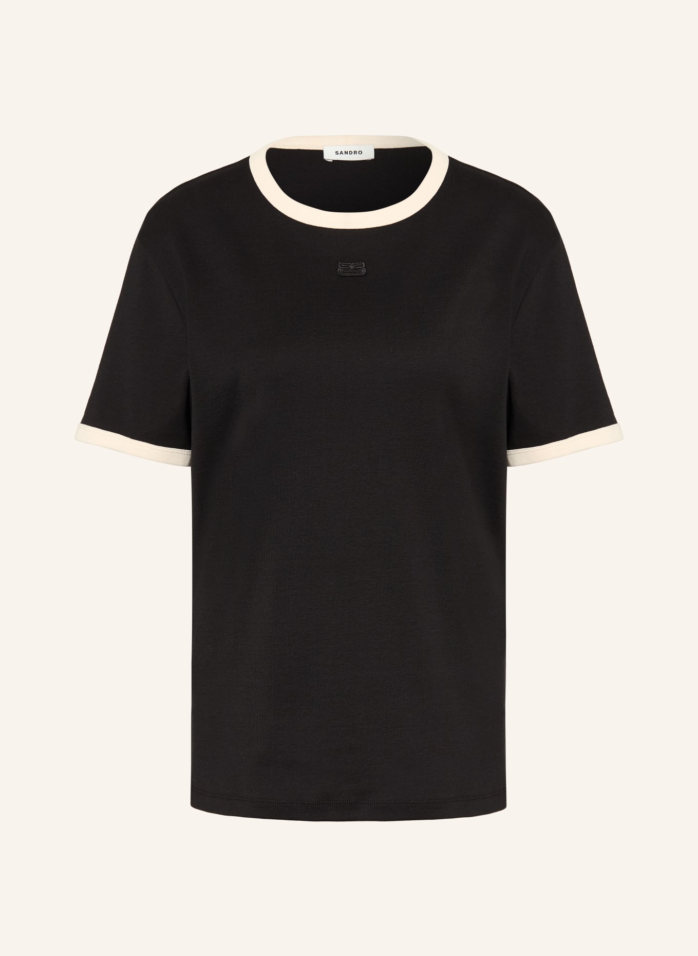 SANDRO T-Shirt: SCHWARZ / CREME