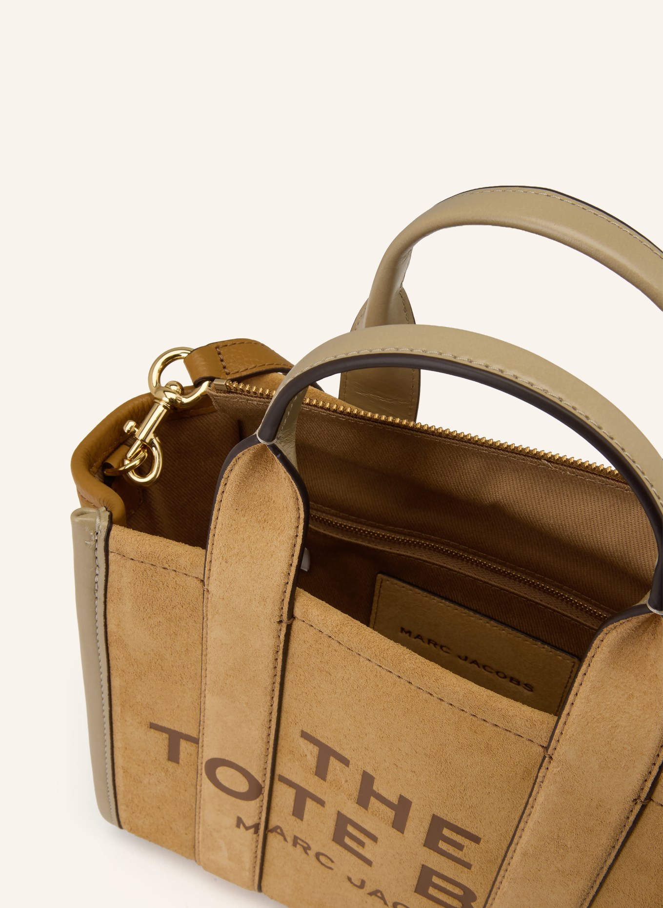 MARC JACOBS Shopper THE SUEDE SMALL TOTE BAG: COGNAC