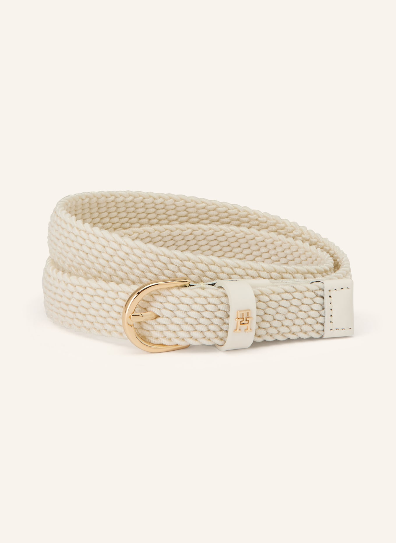 TOMMY HILFIGER Flechtgürtel: ECRU / GOLD