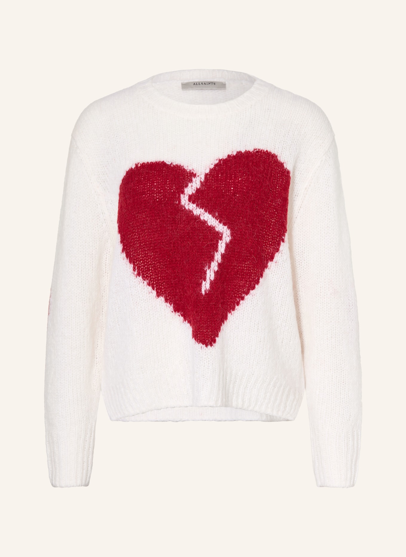 ALLSAINTS LUVHEART sweater: ECRU / RED