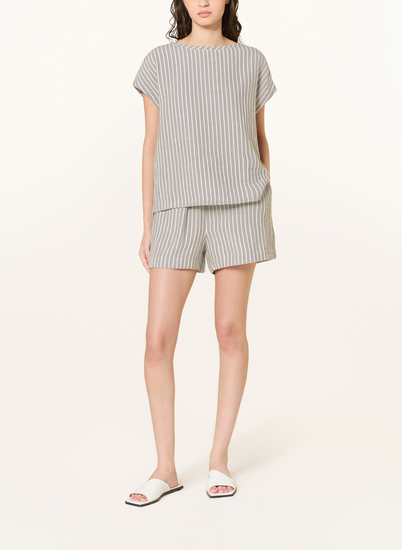 Juvia Muslin shorts VERA: KHAKI / ECRU