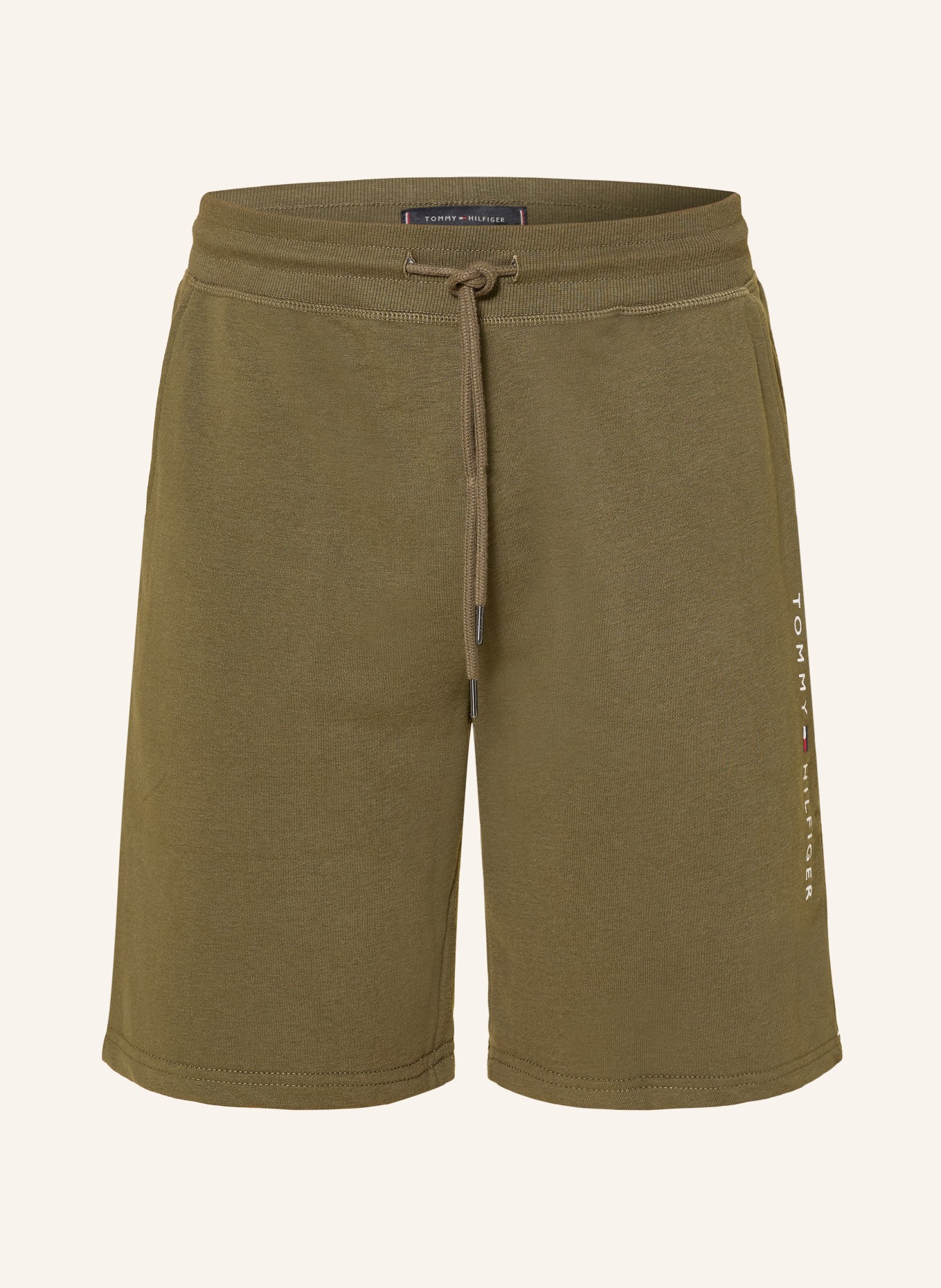 TOMMY HILFIGER Pohodlné domácí šortky z mikinové látky: OLIVOVÁ