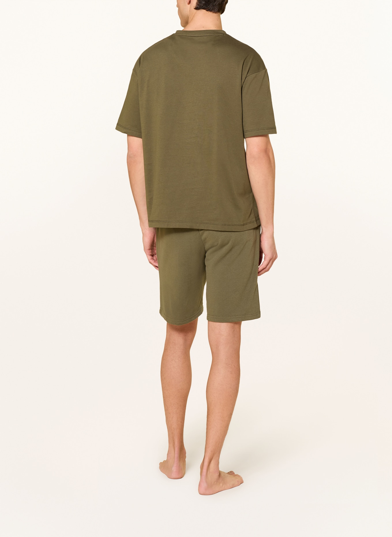 TOMMY HILFIGER Pohodlné domácí šortky z mikinové látky: OLIVOVÁ