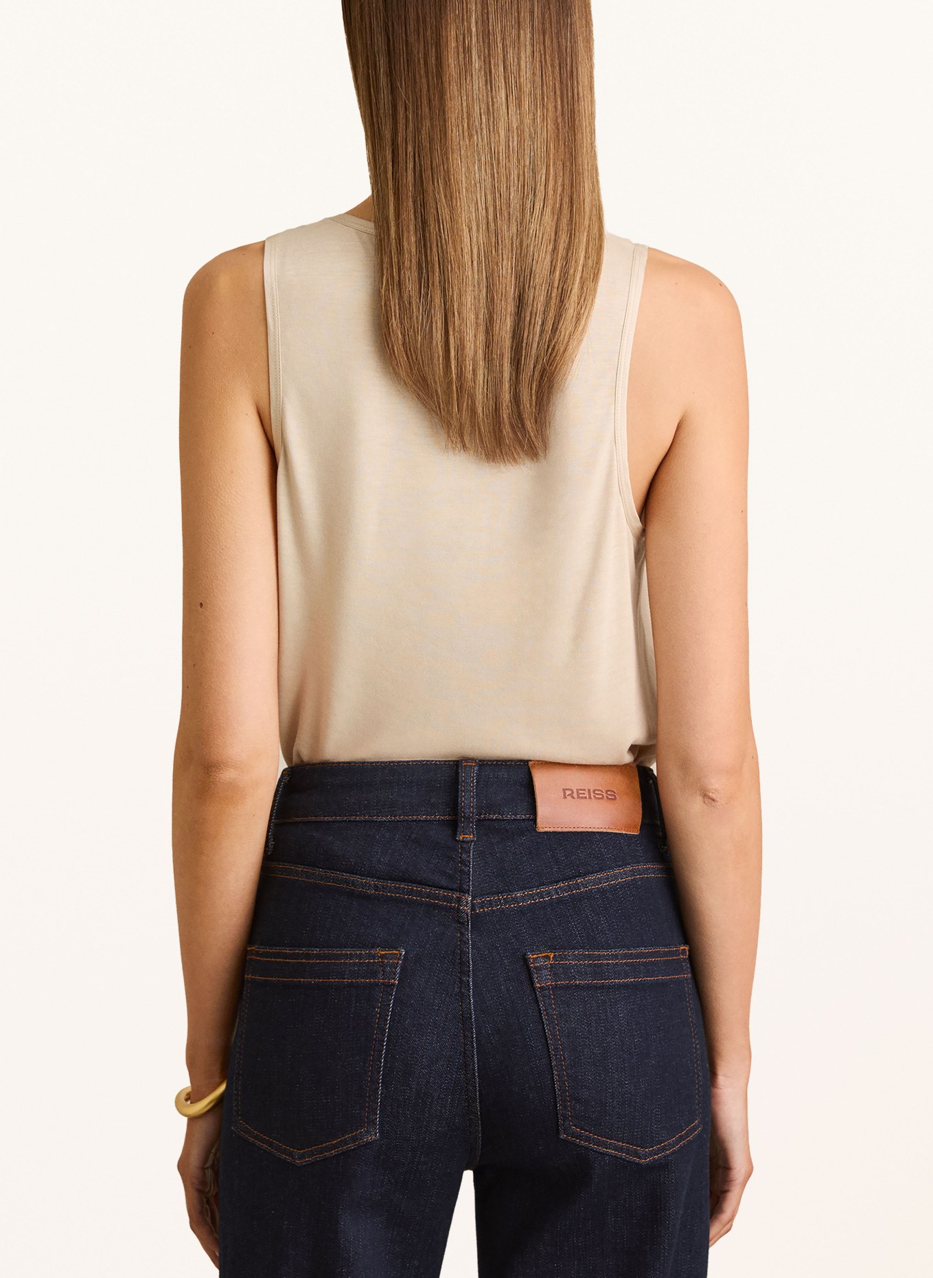 REISS Top RUBY ze směsi materiálů: BÉŽOVÁ