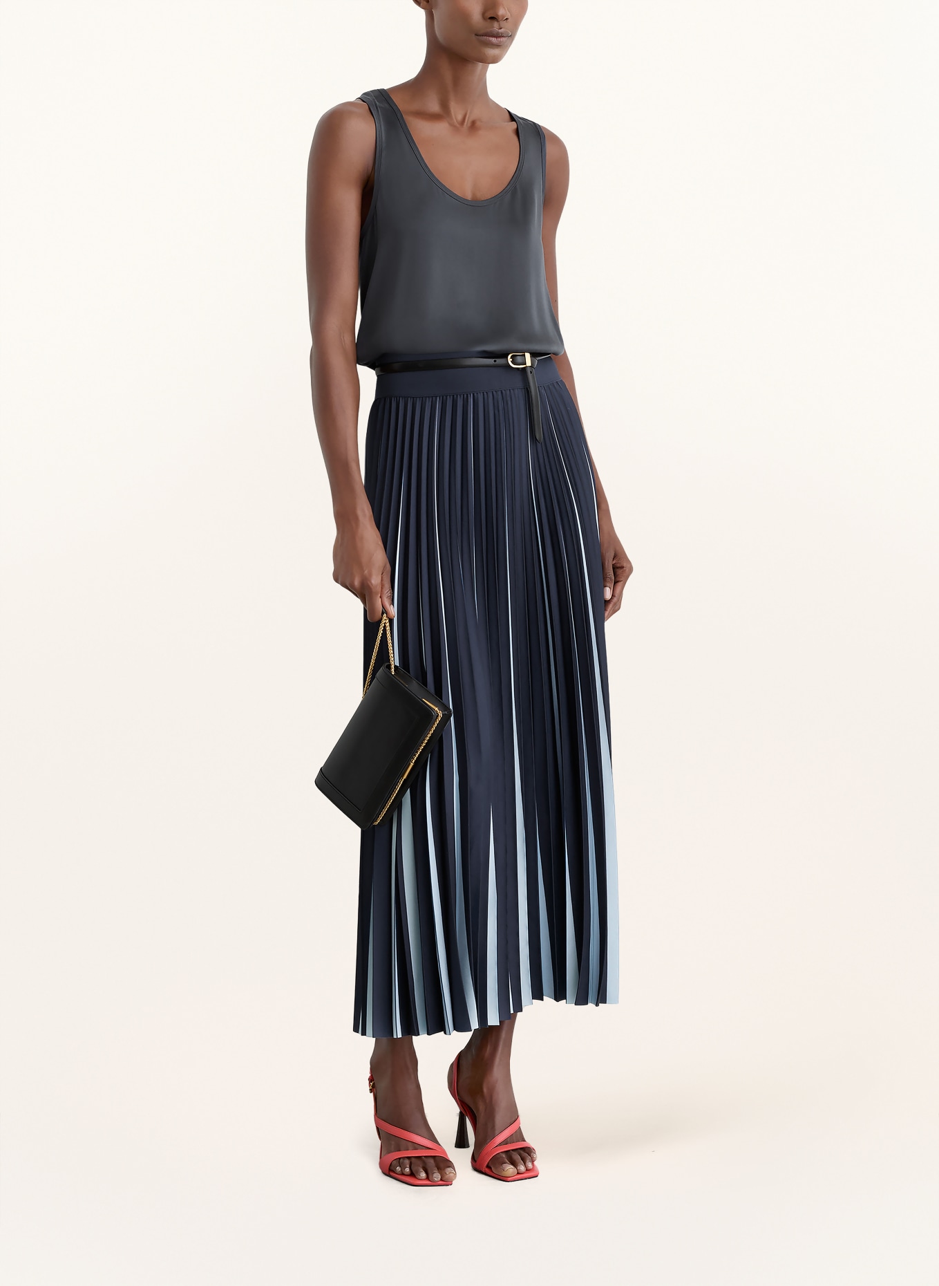 REISS RUBY top in mixed materials: DARK BLUE