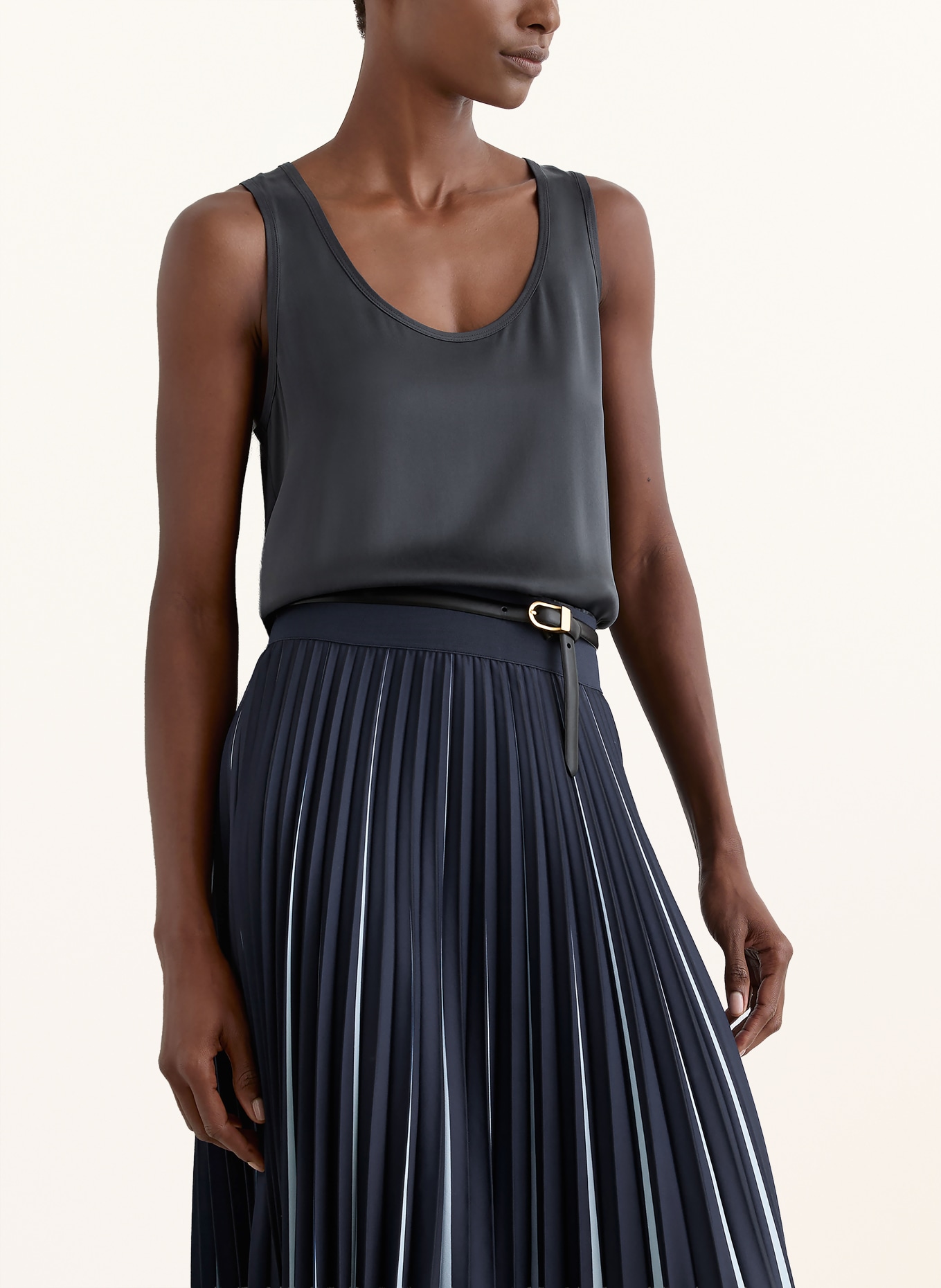 REISS RUBY top in mixed materials: DARK BLUE