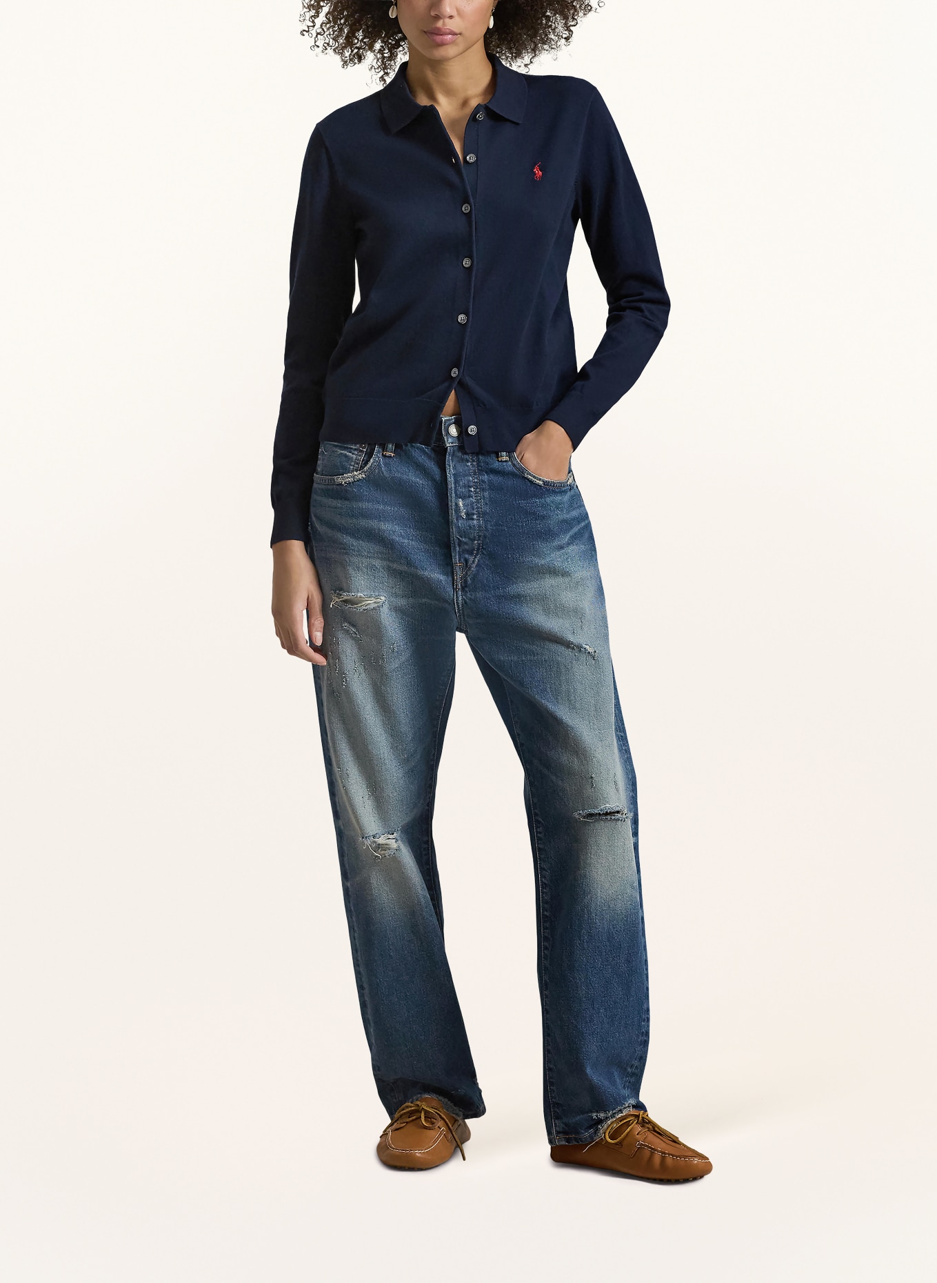 POLO RALPH LAUREN Pletený kardigan: TMAVĚ MODRÁ