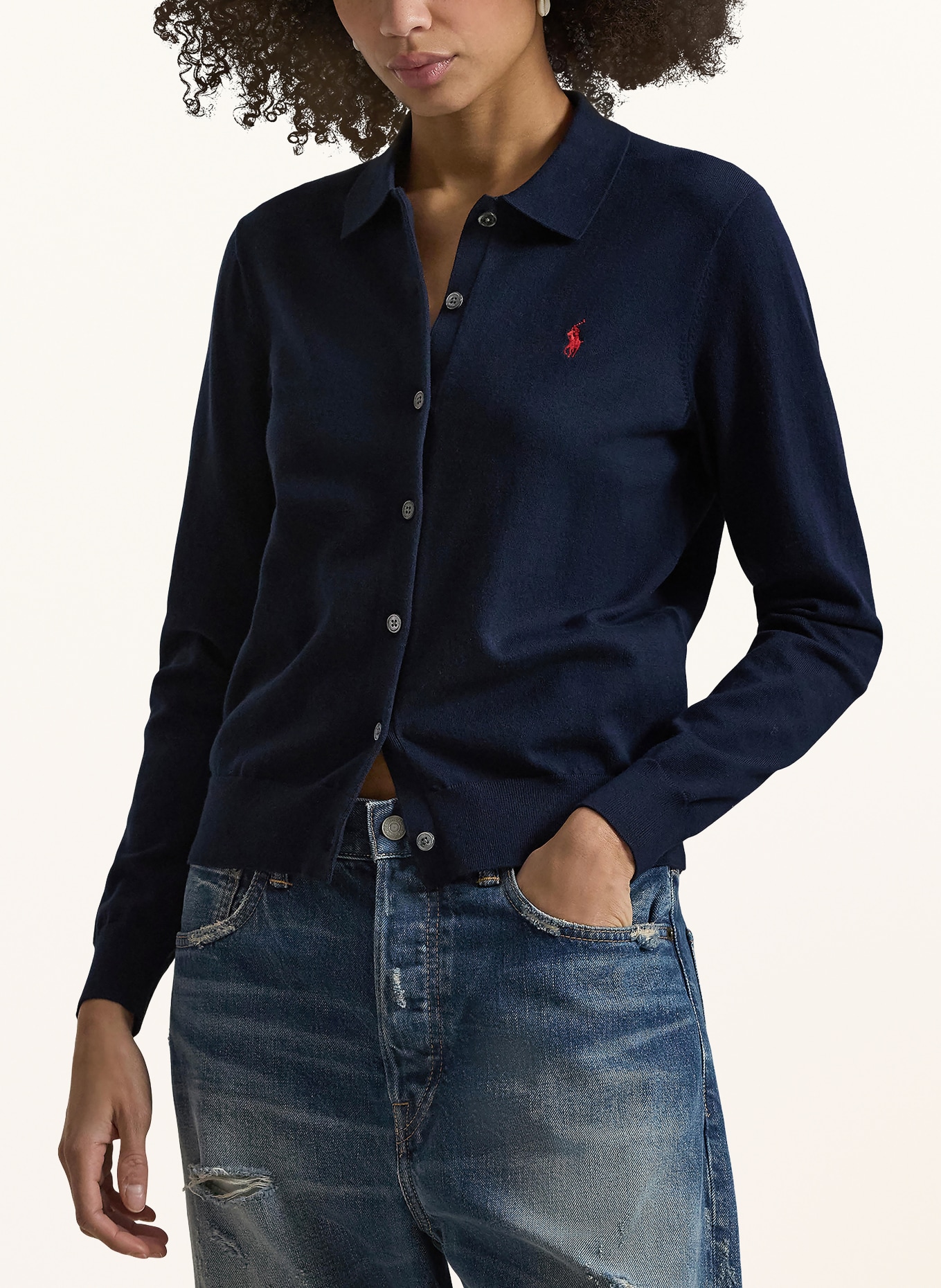 POLO RALPH LAUREN Pletený kardigan: TMAVĚ MODRÁ