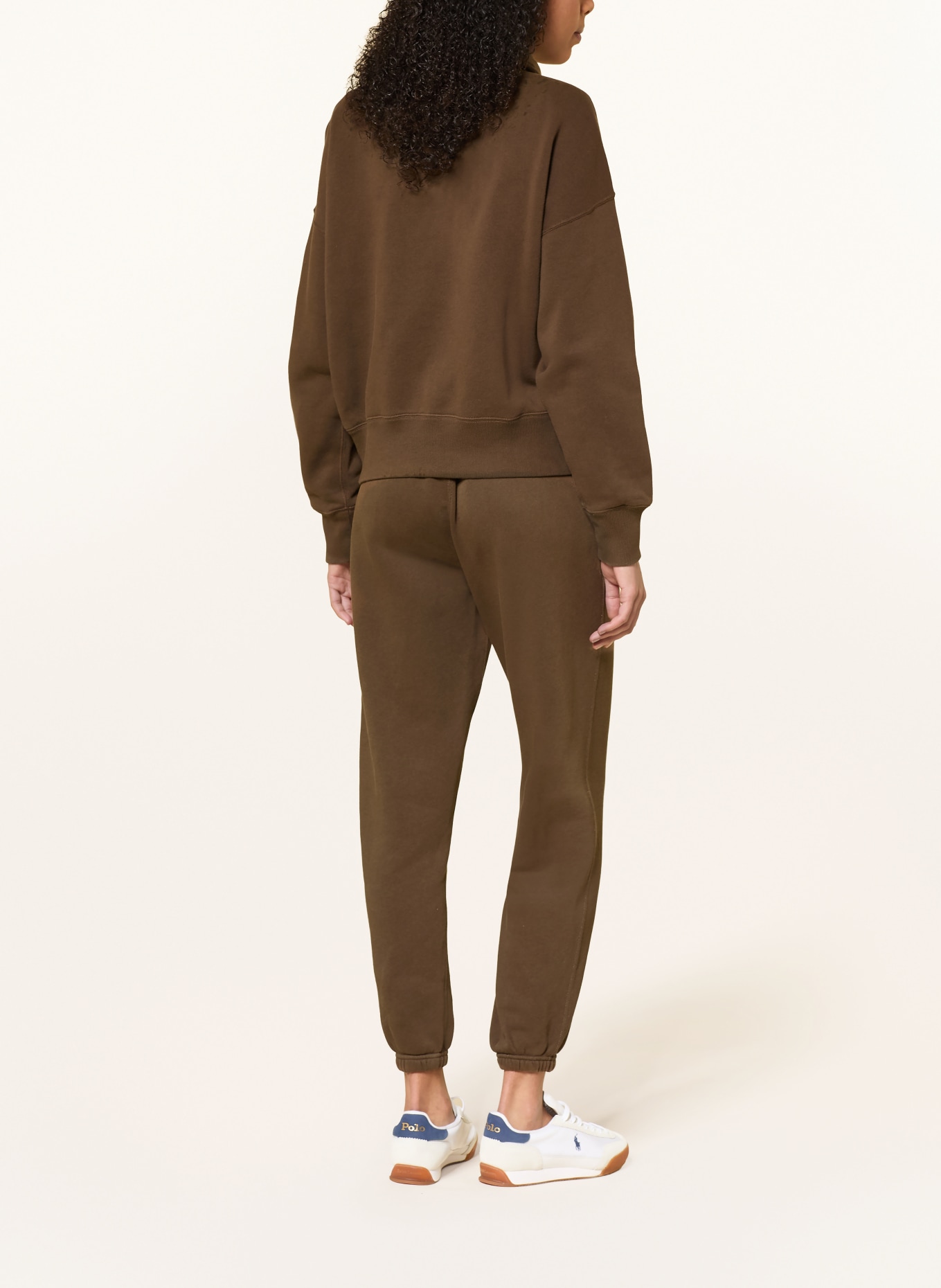 POLO RALPH LAUREN Spodnie dresowe: BRĄZOWY / BIAŁY