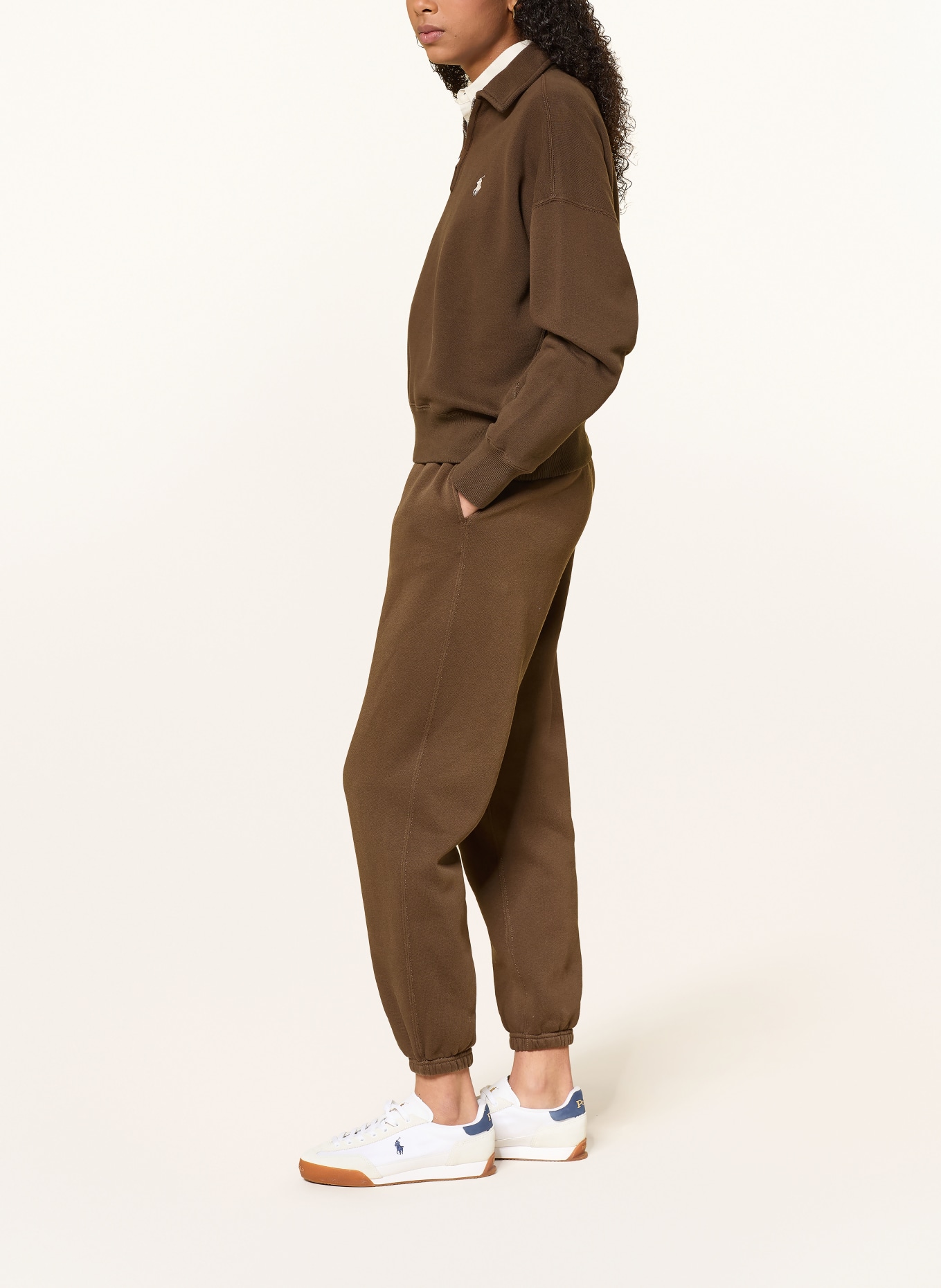 POLO RALPH LAUREN Spodnie dresowe: BRĄZOWY / BIAŁY