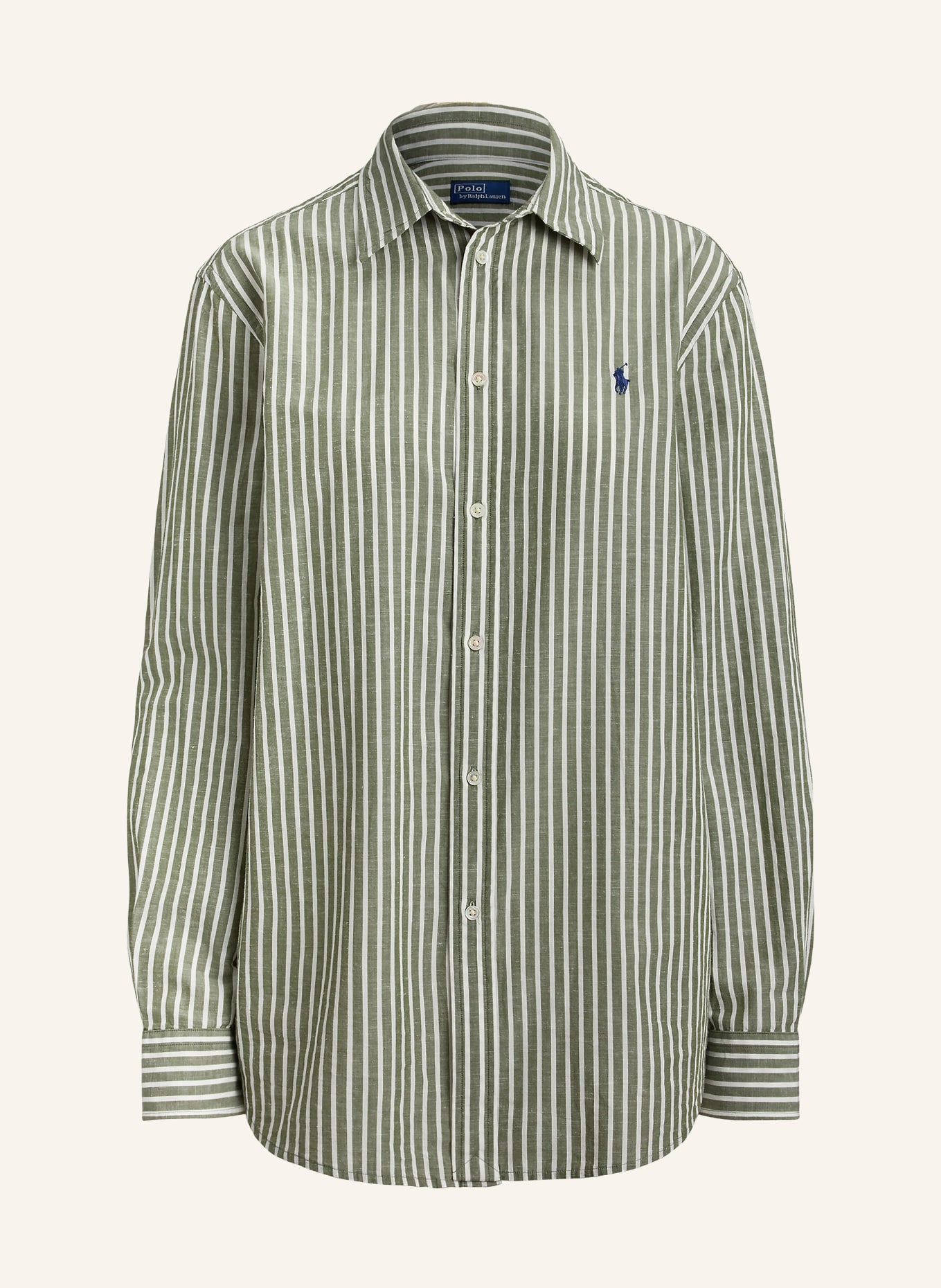 POLO RALPH LAUREN Košilová halenka: OLIVOVÁ / BÍLÁ