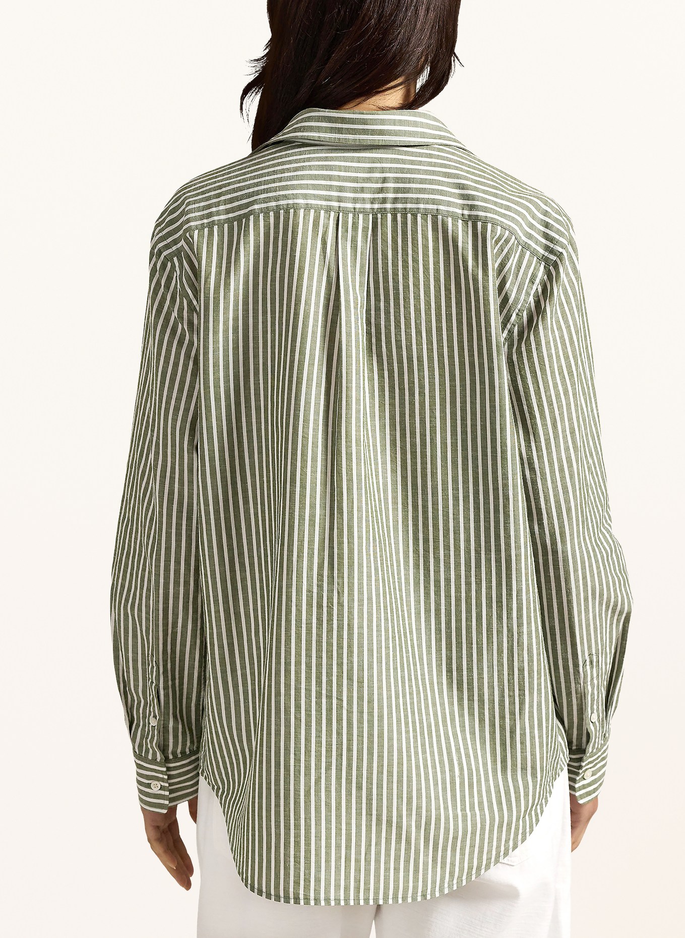 POLO RALPH LAUREN Košilová halenka: OLIVOVÁ / BÍLÁ