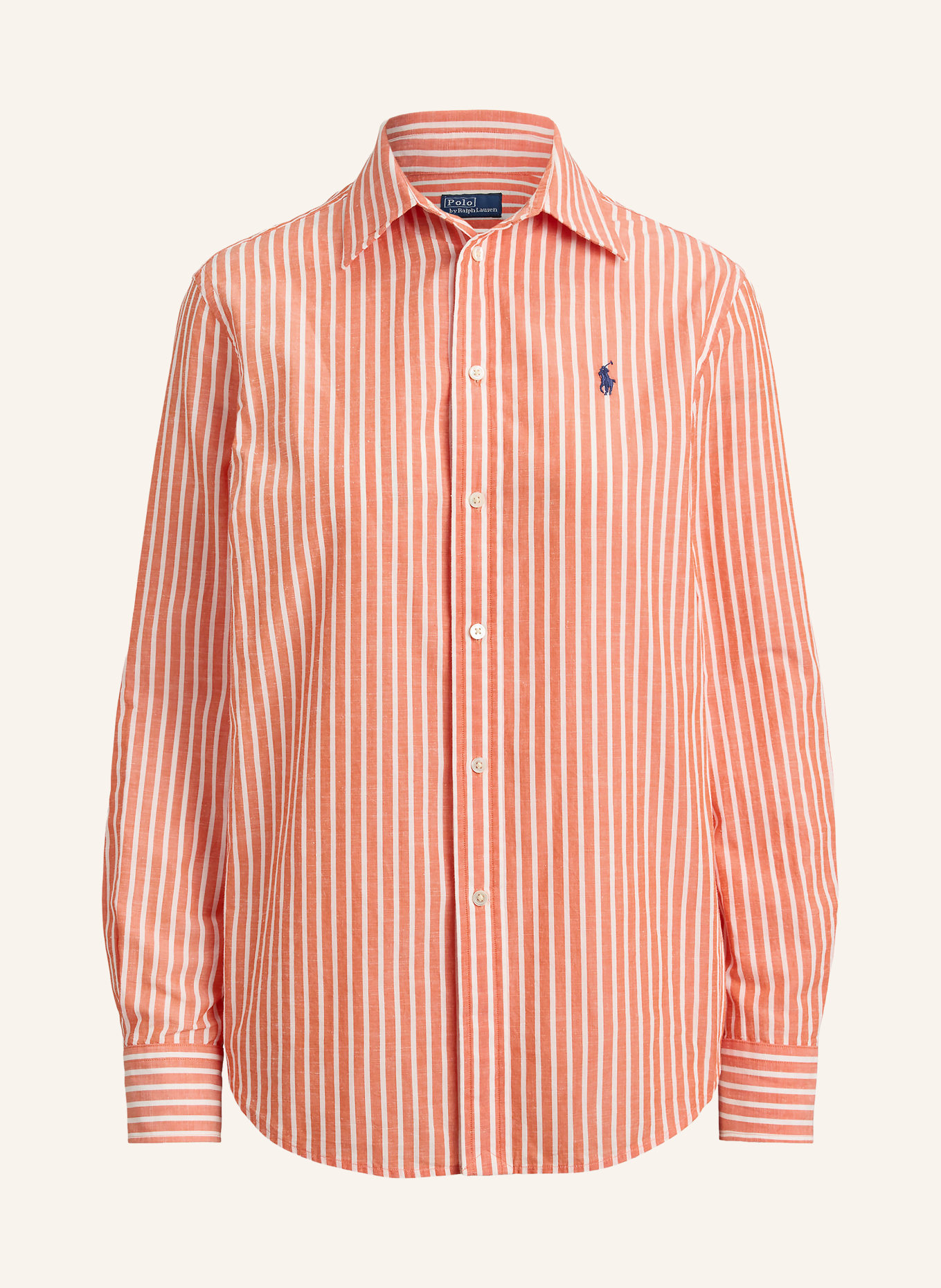 POLO RALPH LAUREN Shirt blouse: ORANGE / WHITE