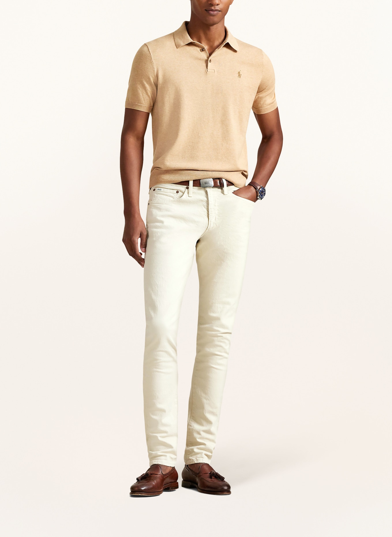 POLO RALPH LAUREN Polo en maille: BEIGE / MARRON