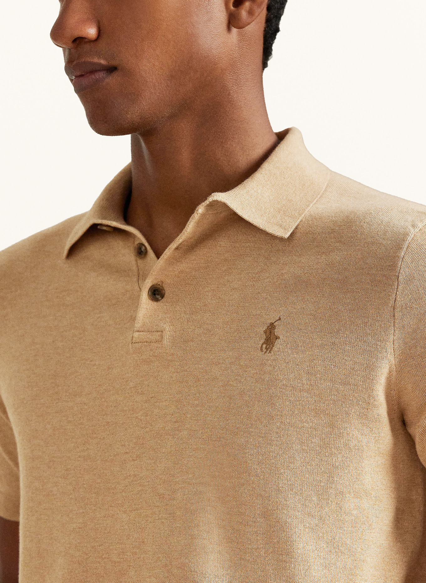 POLO RALPH LAUREN Polo en maille: BEIGE / MARRON