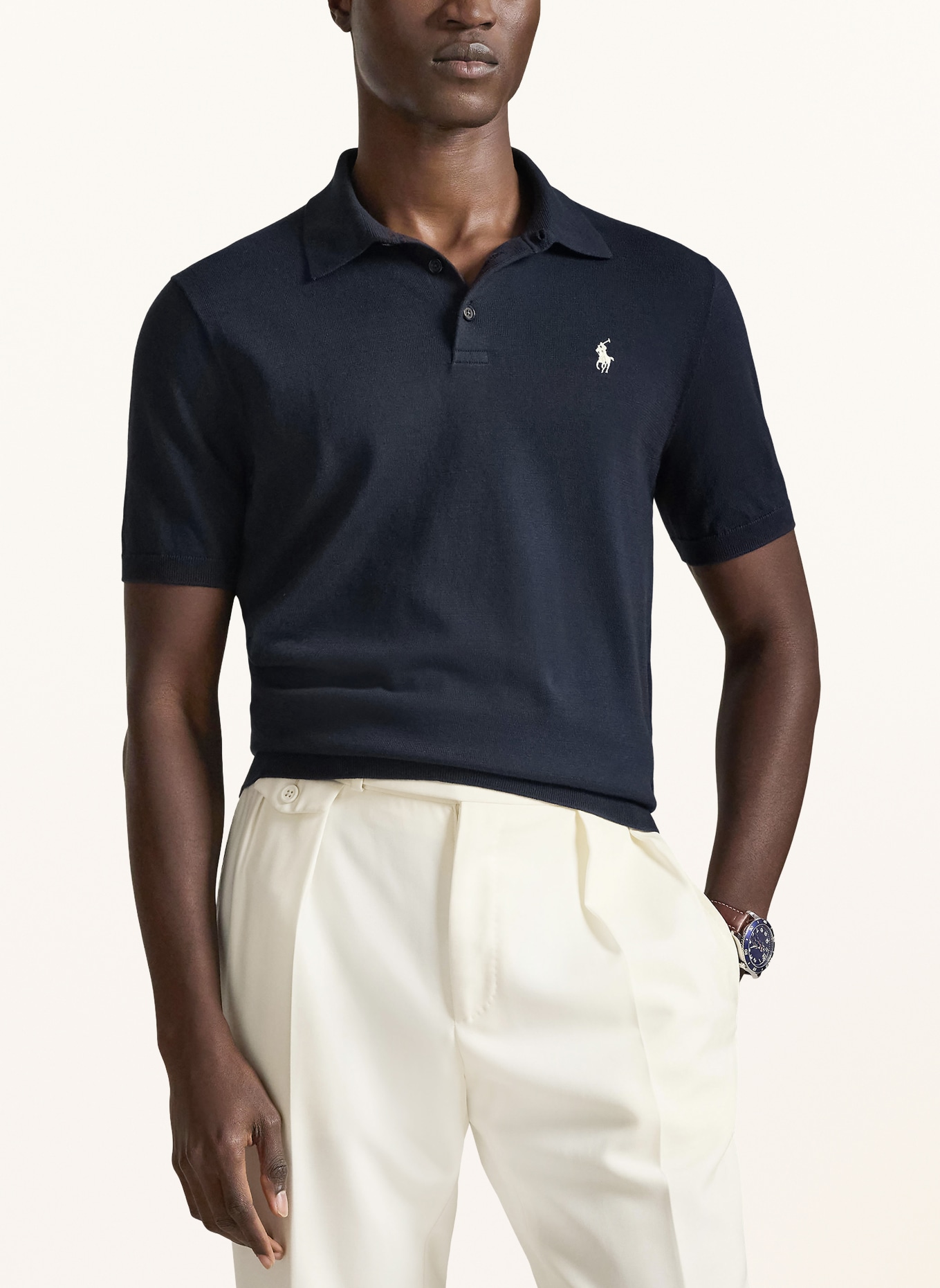 POLO RALPH LAUREN Polo en maille: BLEU FONCÉ / BLANC