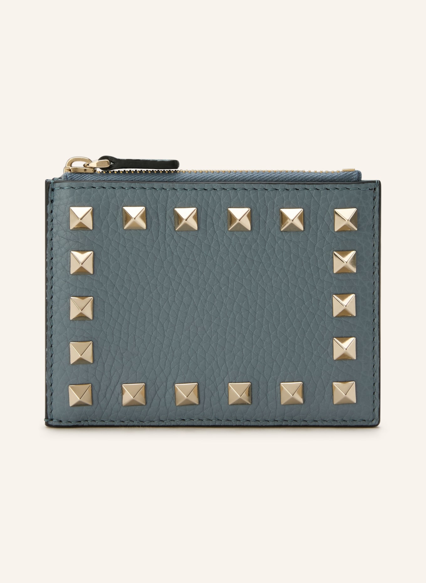 VALENTINO GARAVANI Kartenetui ROCKSTUD mit Münzfach: BLAUGRAU