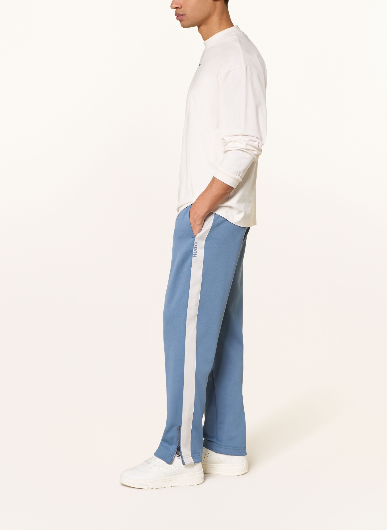 HUGO Pantalon DOLOS style jogging: BLEU / GRIS CLAIR