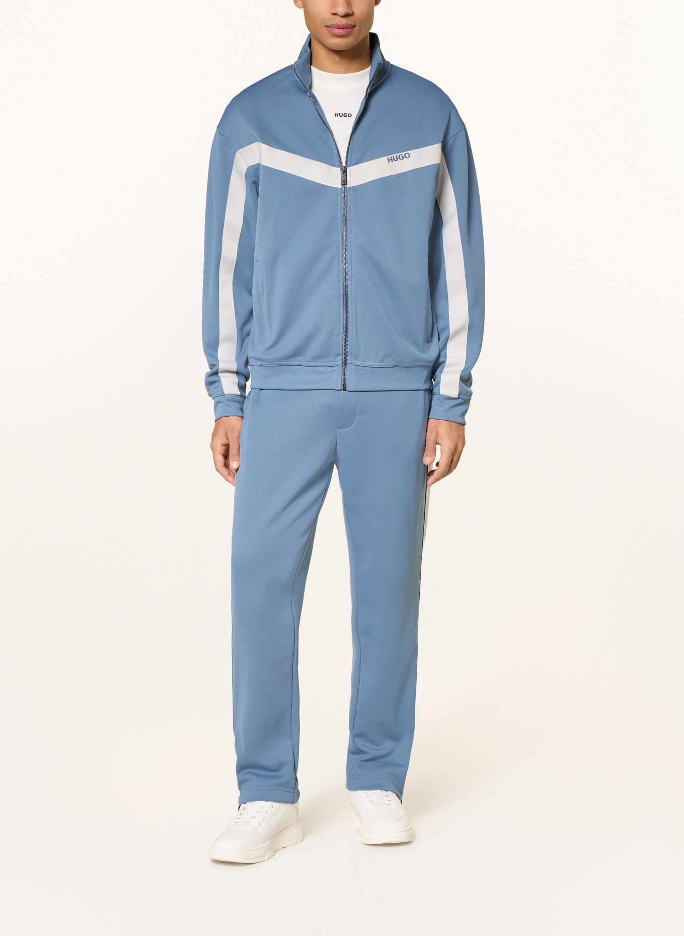 HUGO DARTI training jacket: TEAL / ECRU