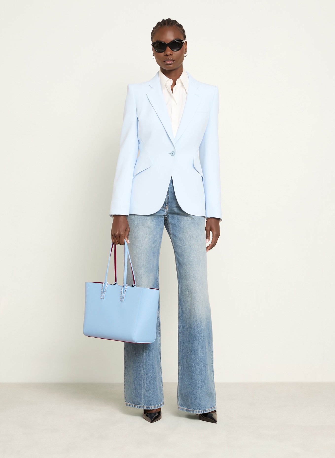 Christian Louboutin Shopper CABATA SMALL mit Pouch: HELLBLAU / ROT