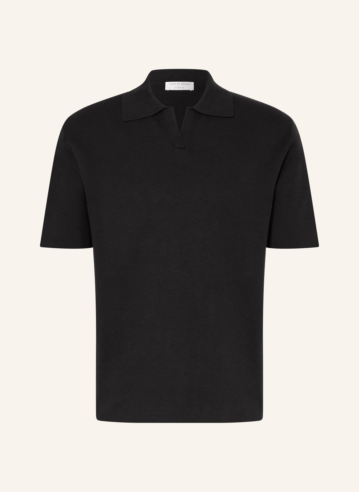 TIGER OF SWEDEN Gebreid poloshirt MAELON: ZWART