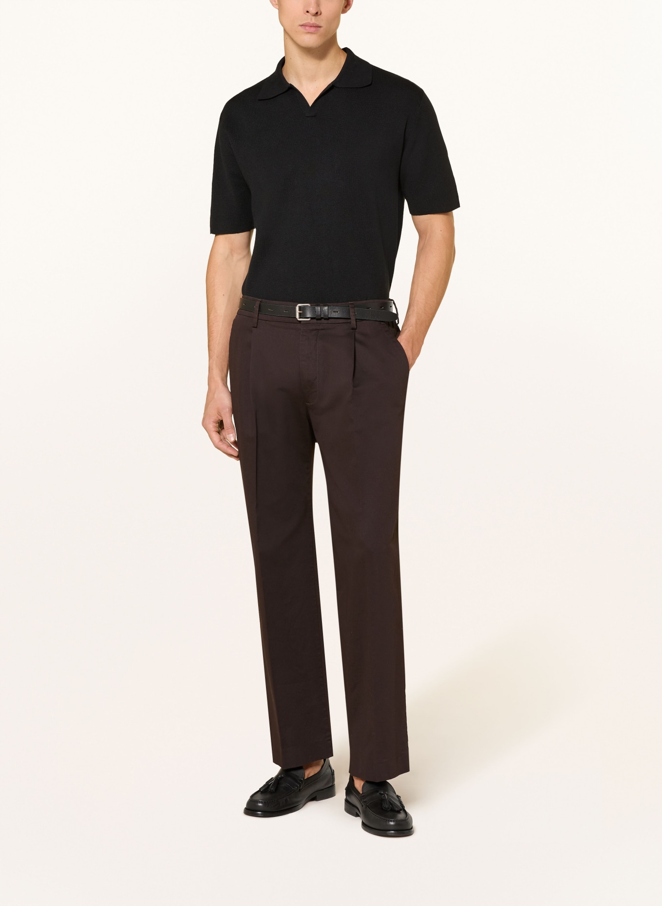 TIGER OF SWEDEN Gebreid poloshirt MAELON: ZWART