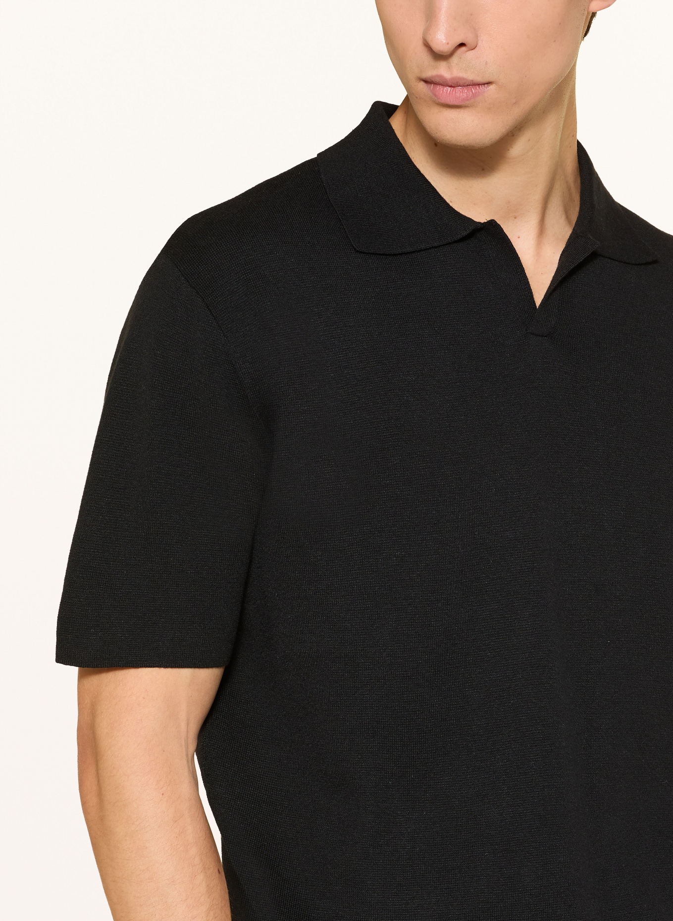 TIGER OF SWEDEN Gebreid poloshirt MAELON: ZWART