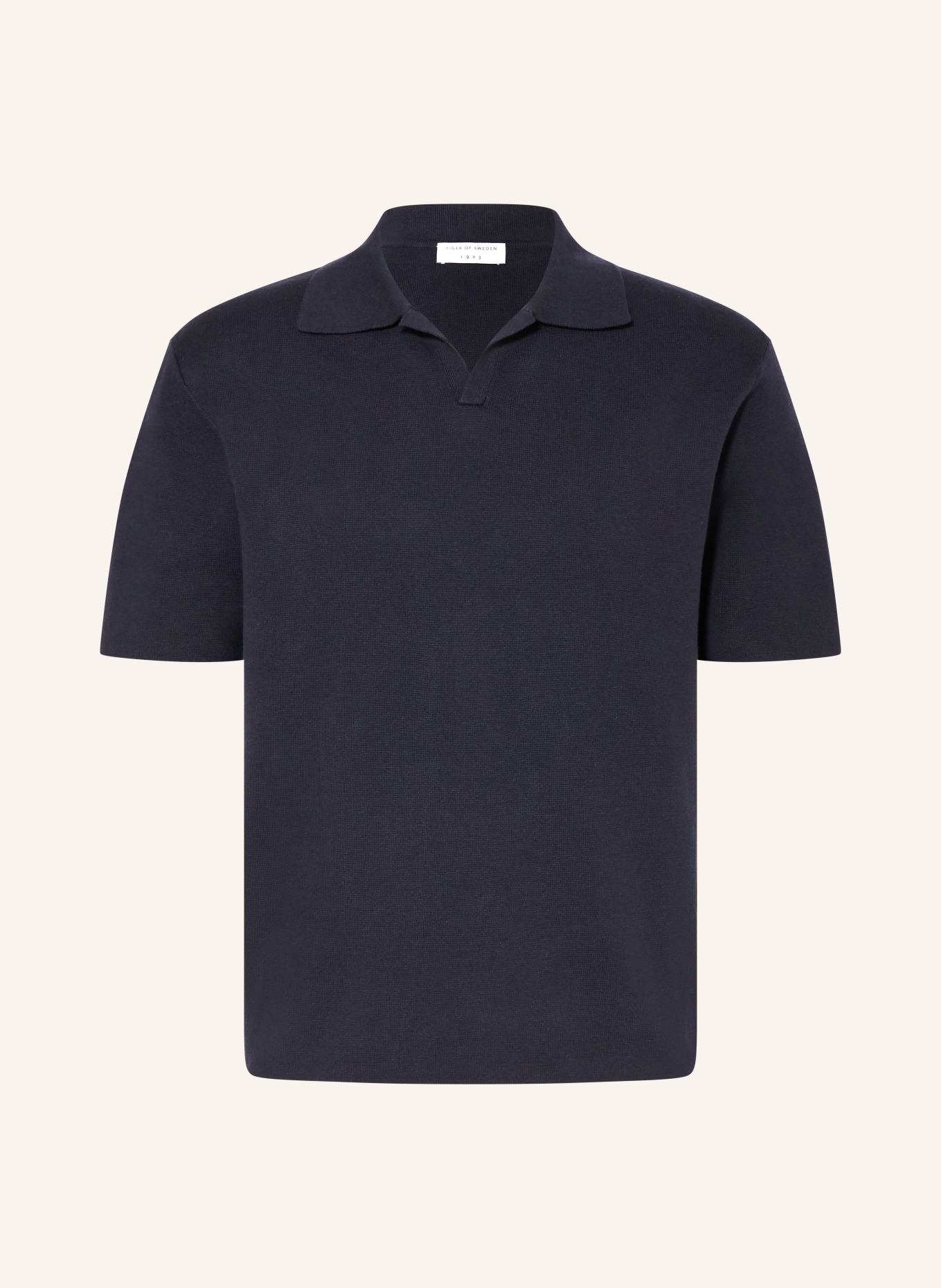 TIGER OF SWEDEN Gebreid poloshirt MAELON: DONKERBLAUW