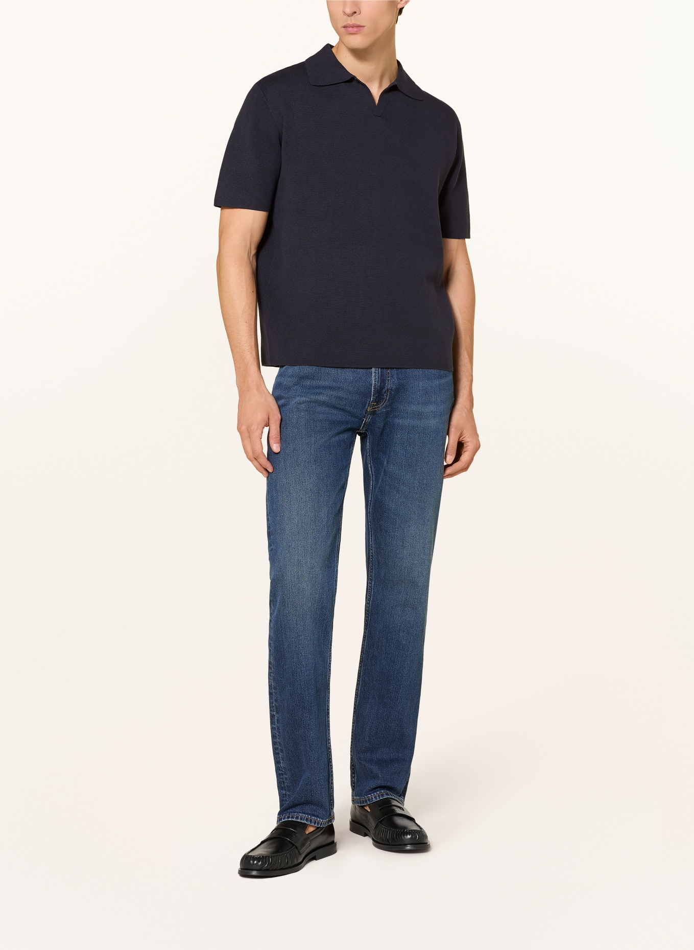 TIGER OF SWEDEN Gebreid poloshirt MAELON: DONKERBLAUW