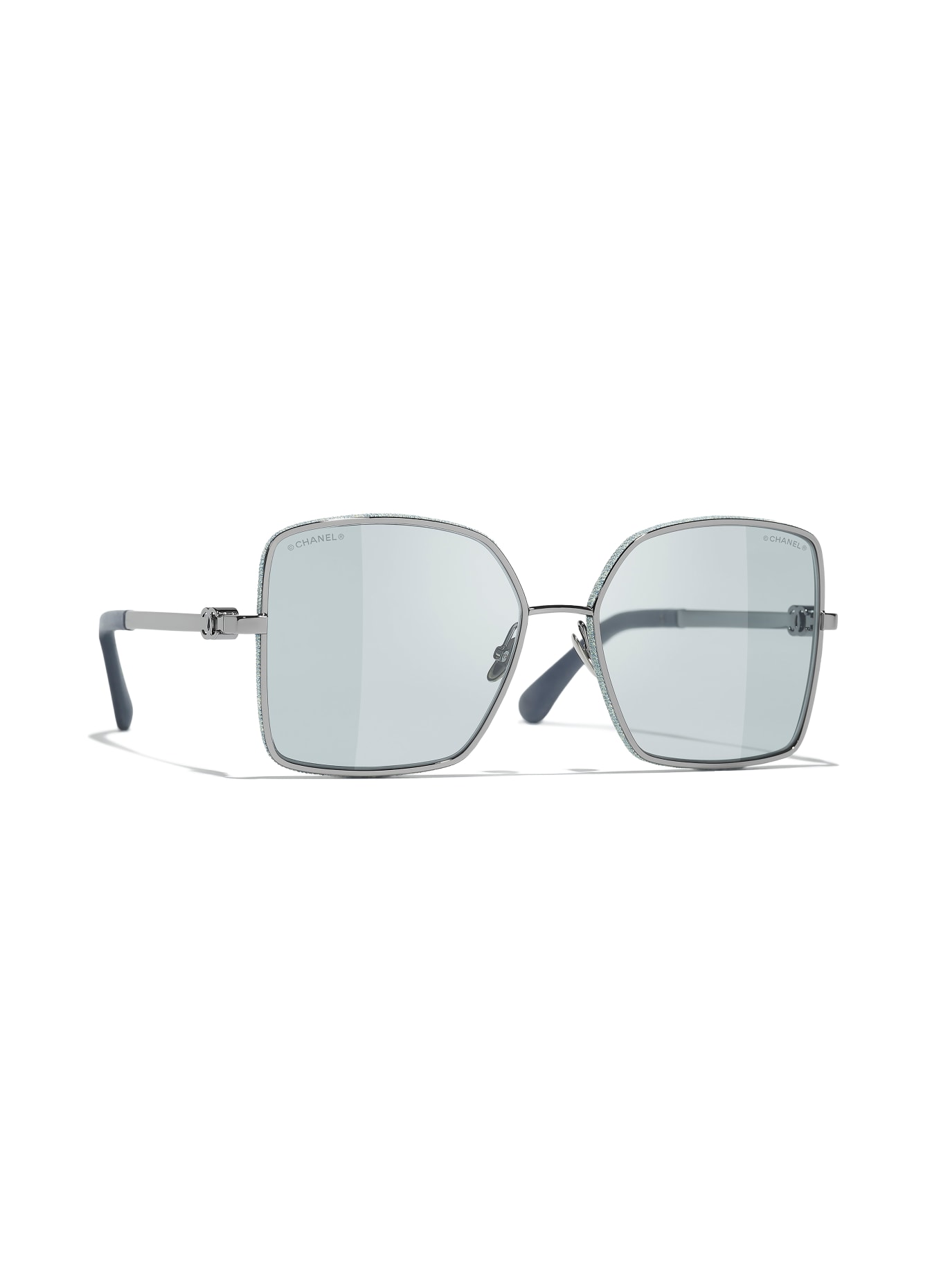 CHANEL Square sunglasses: SILVER/ LIGHT GRAY