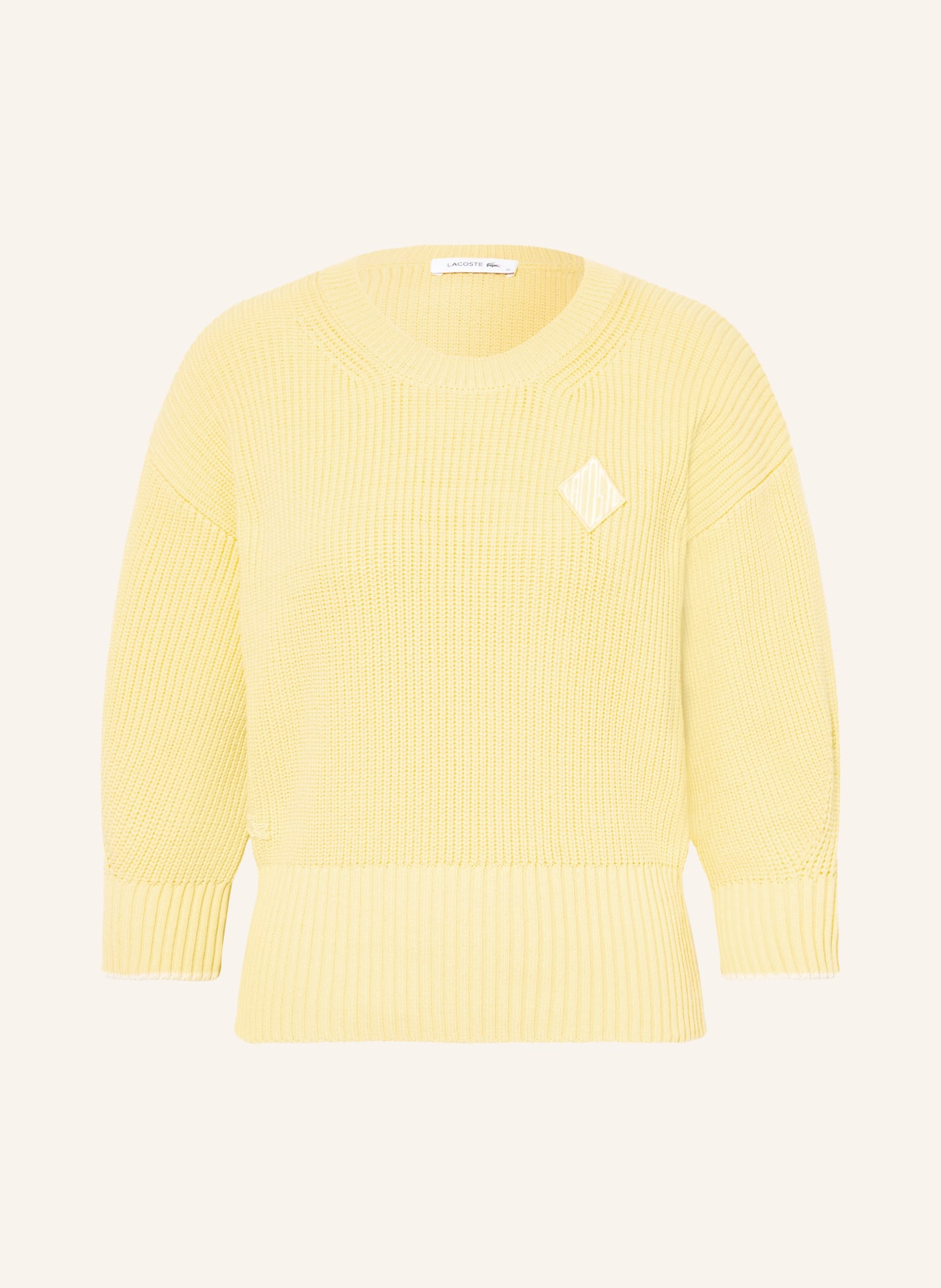 LACOSTE Svetr s 3/4 rukávy: TMAVĚ ŽLUTÁ