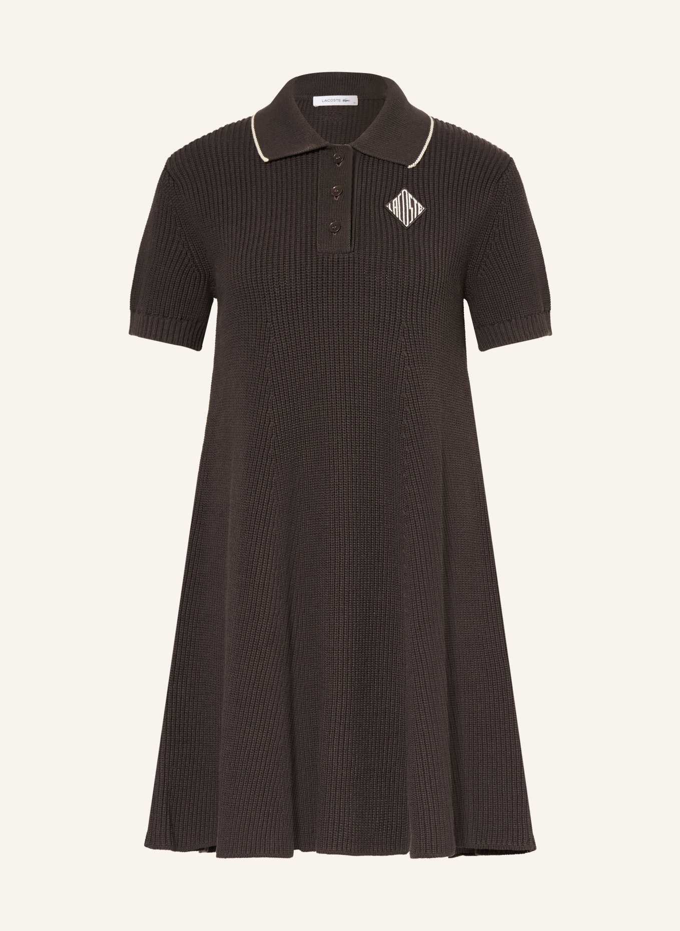 LACOSTE pletené šaty: TMAVĚ HNĚDÁ