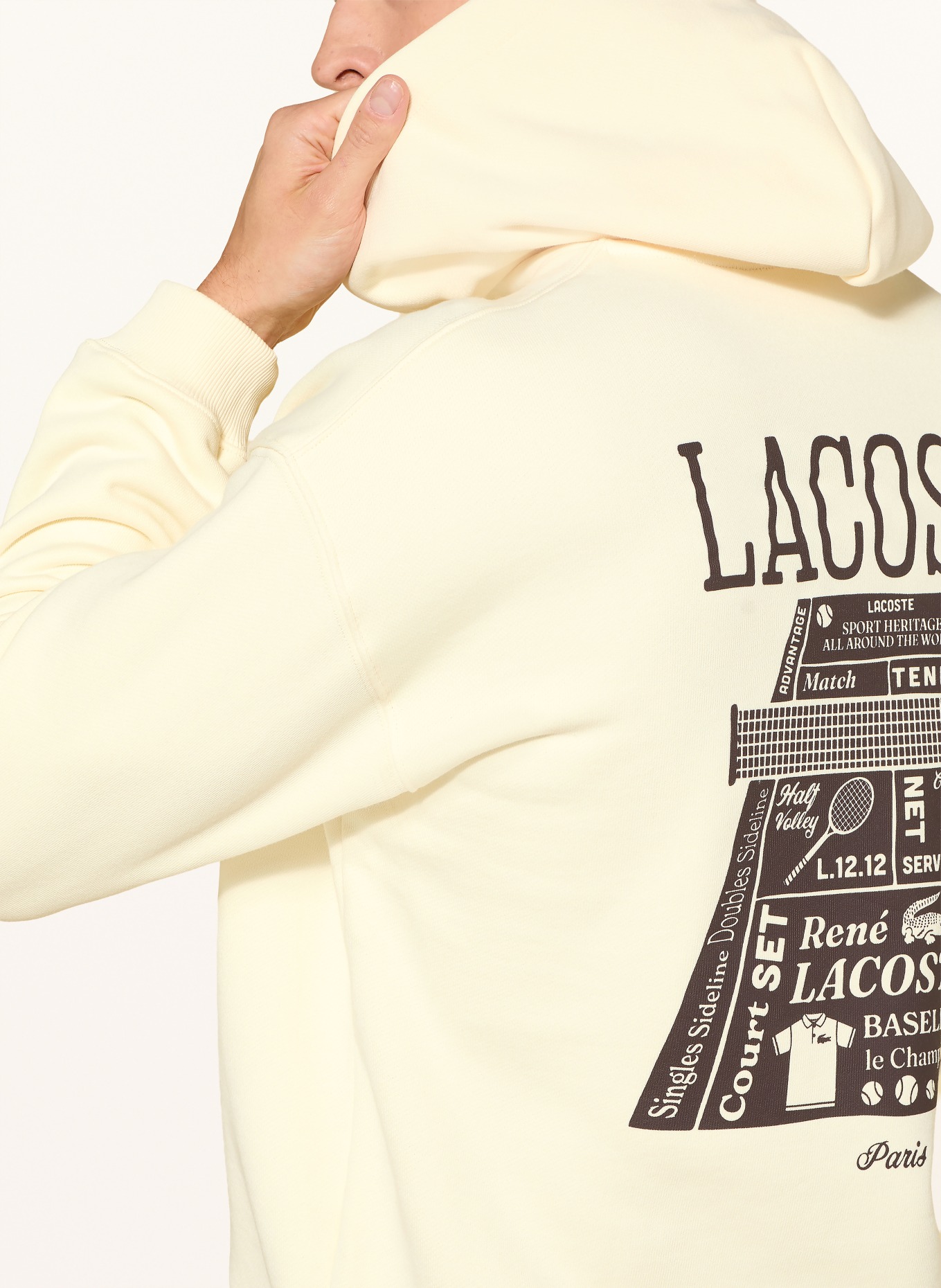 LACOSTE ULTIMUM hoodie: ECRU / DARK BROWN
