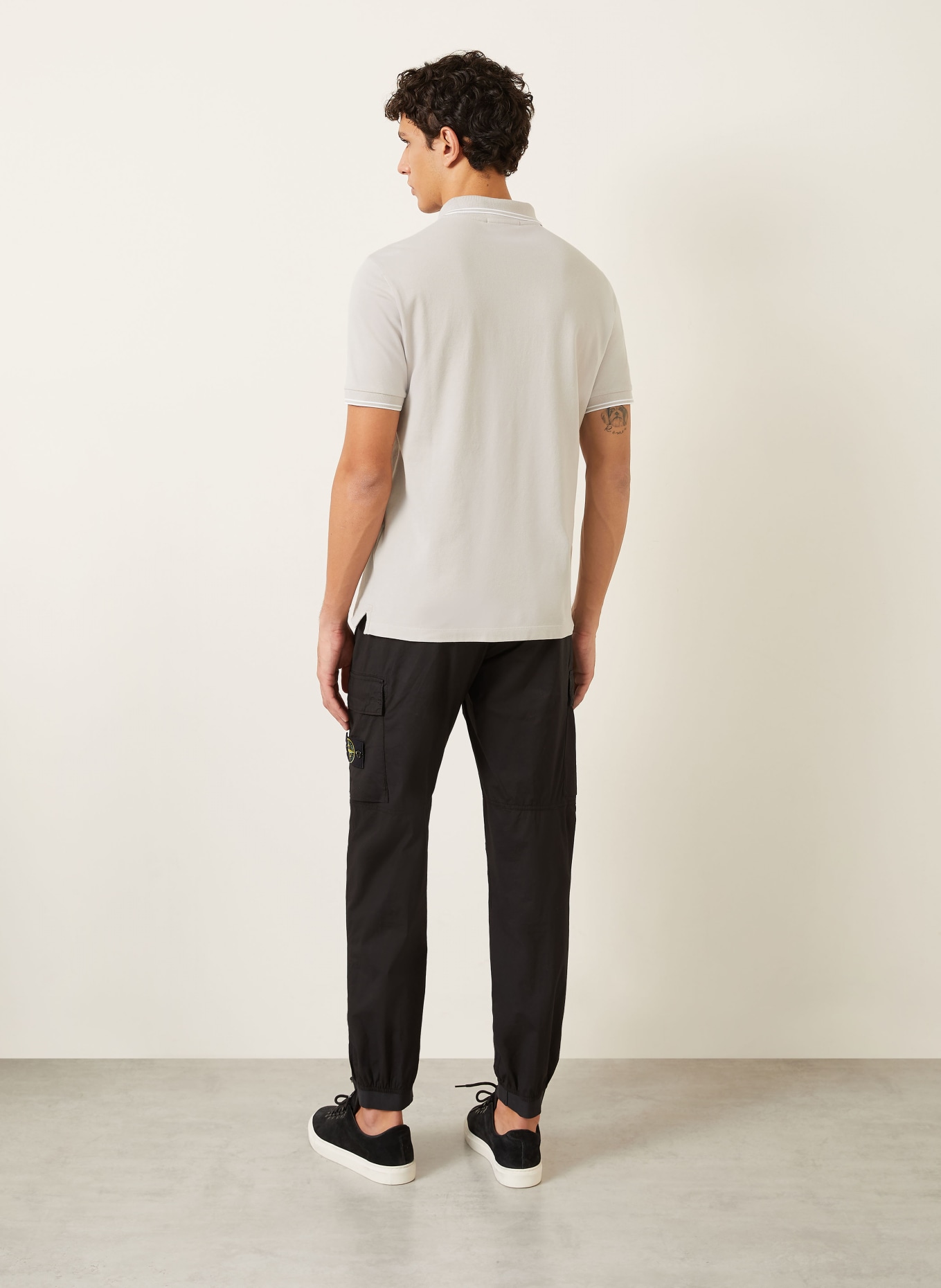 STONE ISLAND Piqué-Poloshirt: HELLGRAU / WEISS