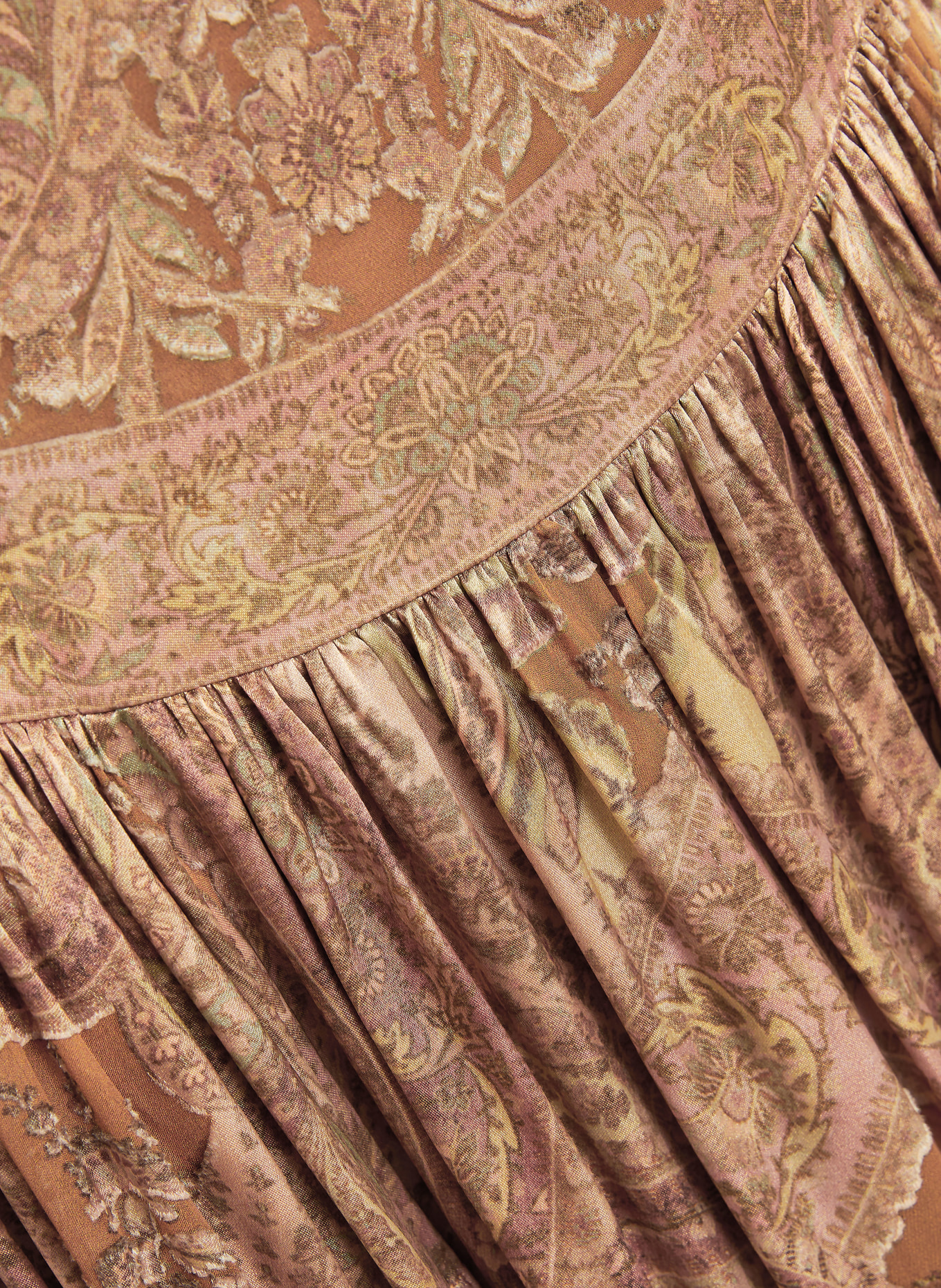 ZIMMERMANN MEMENTO silk skirt with ruffles: COGNAC / BROWN / BEIGE