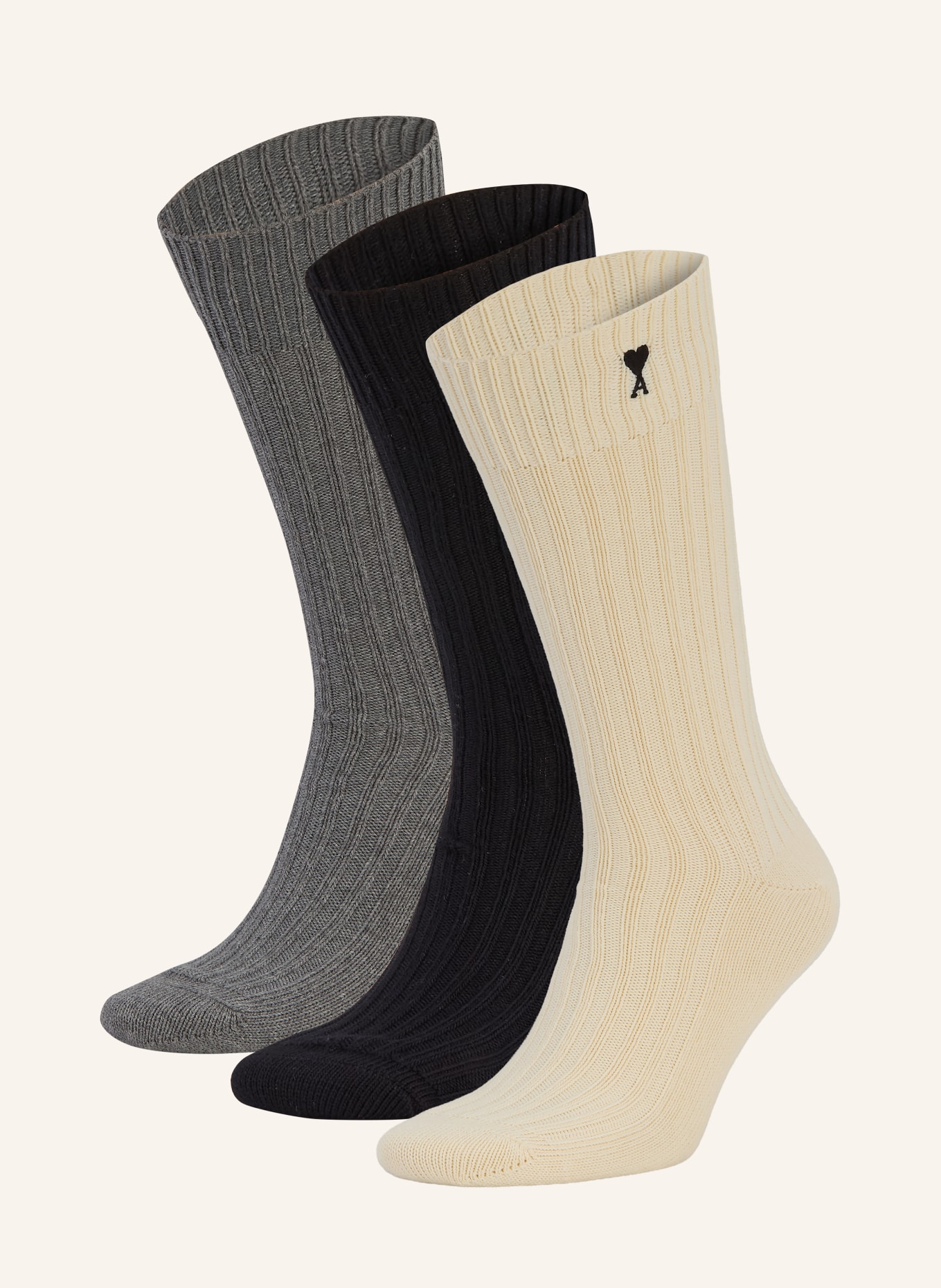 AMI PARIS 3er-Pack Strümpfe: ECRU / GRAU / SCHWARZ
